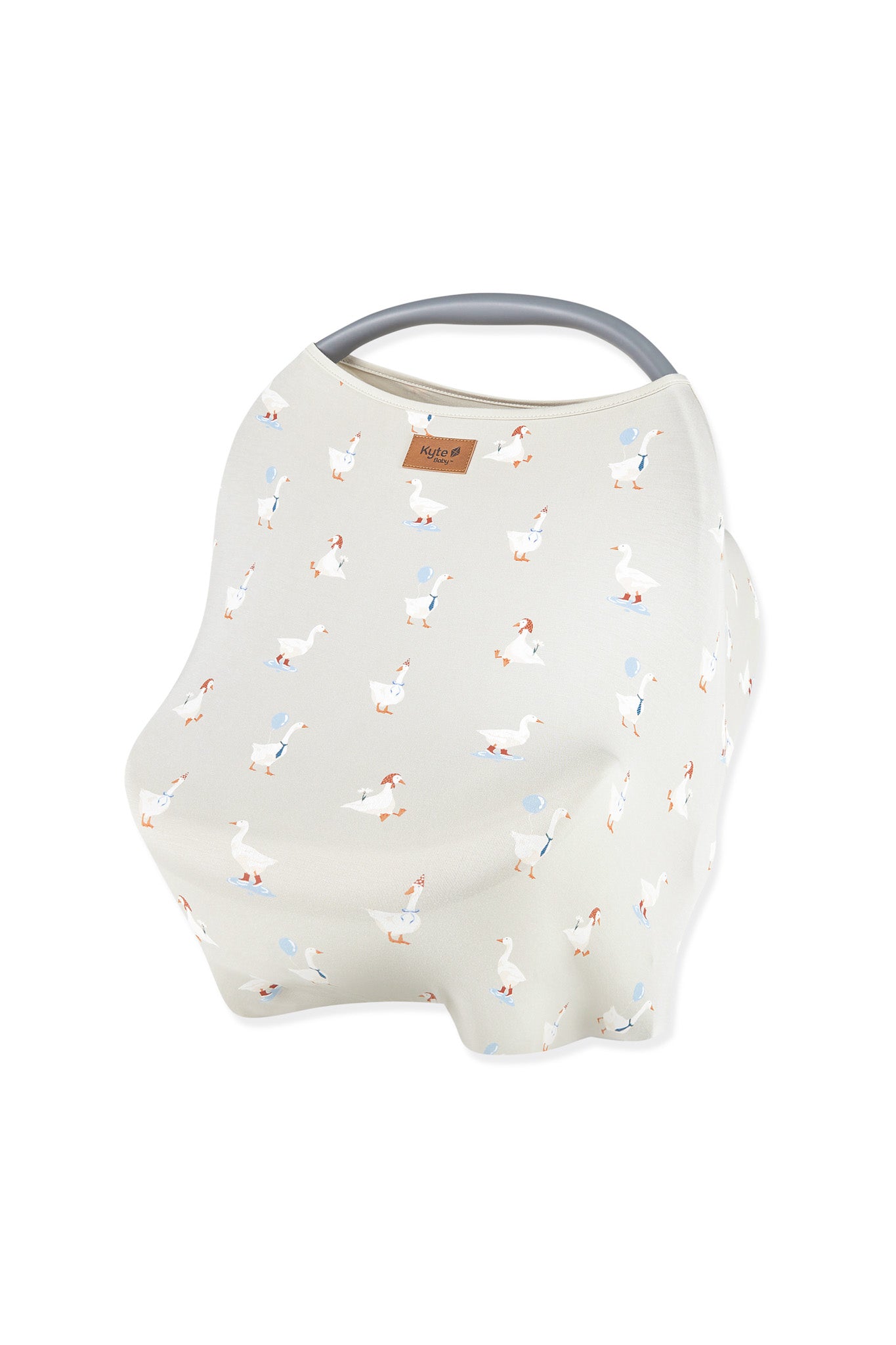 Car Seat Cover in Oat Silly Goose print on a white background
