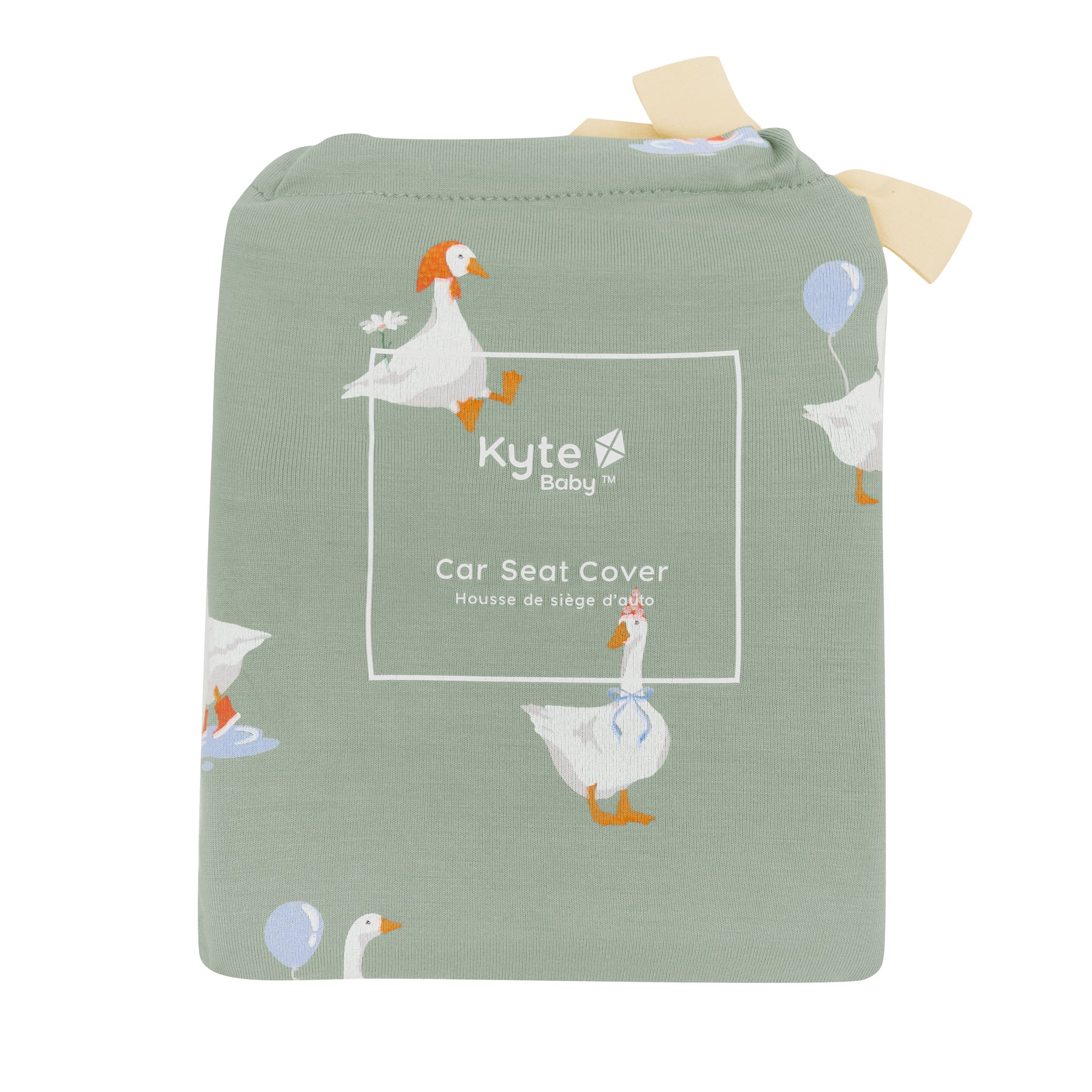 Car Seat Cover in Silly Goose shown in its packaging