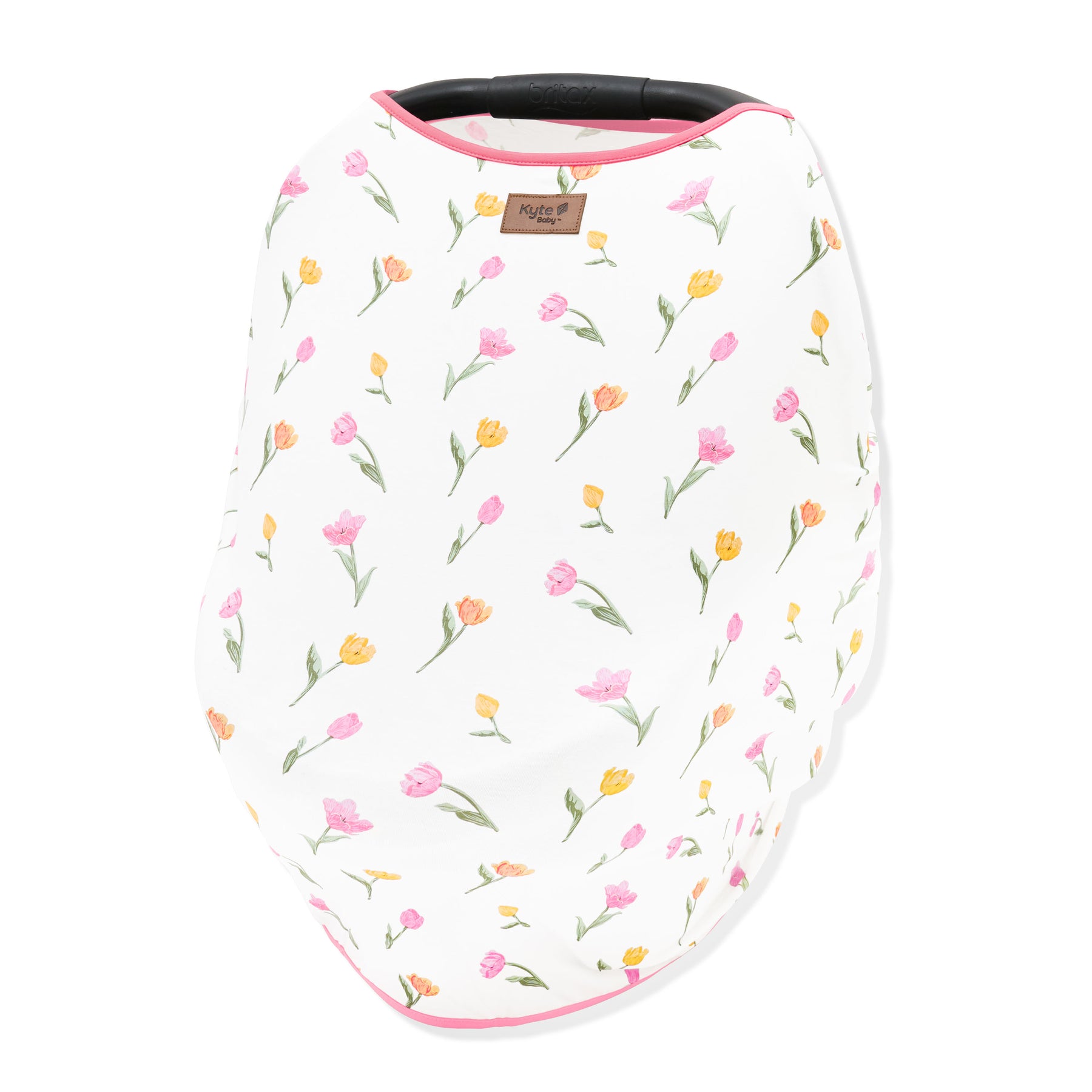 Car Seat Cover in Tulip shown over a carseat