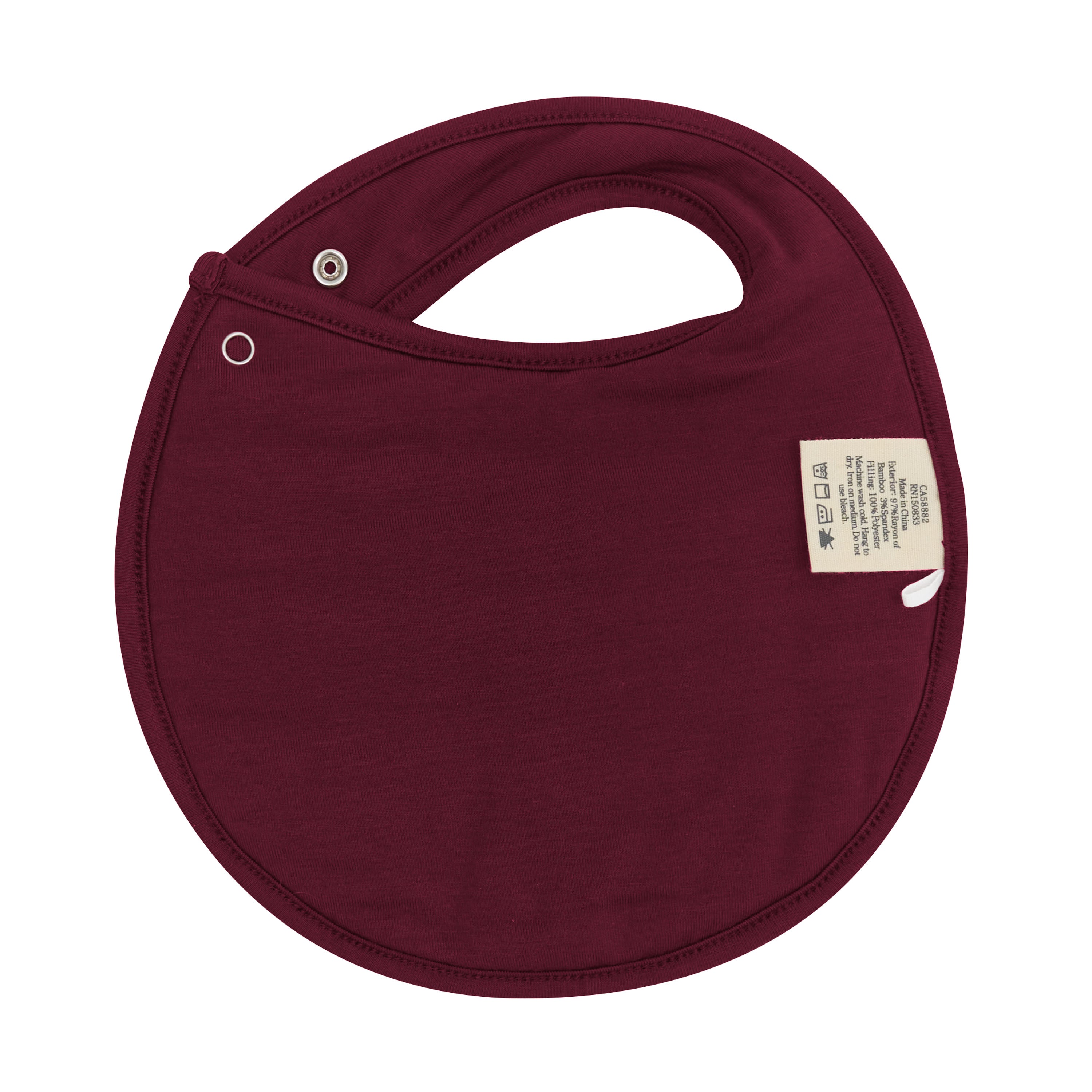 The back of the Cushy Bib in Burgundy