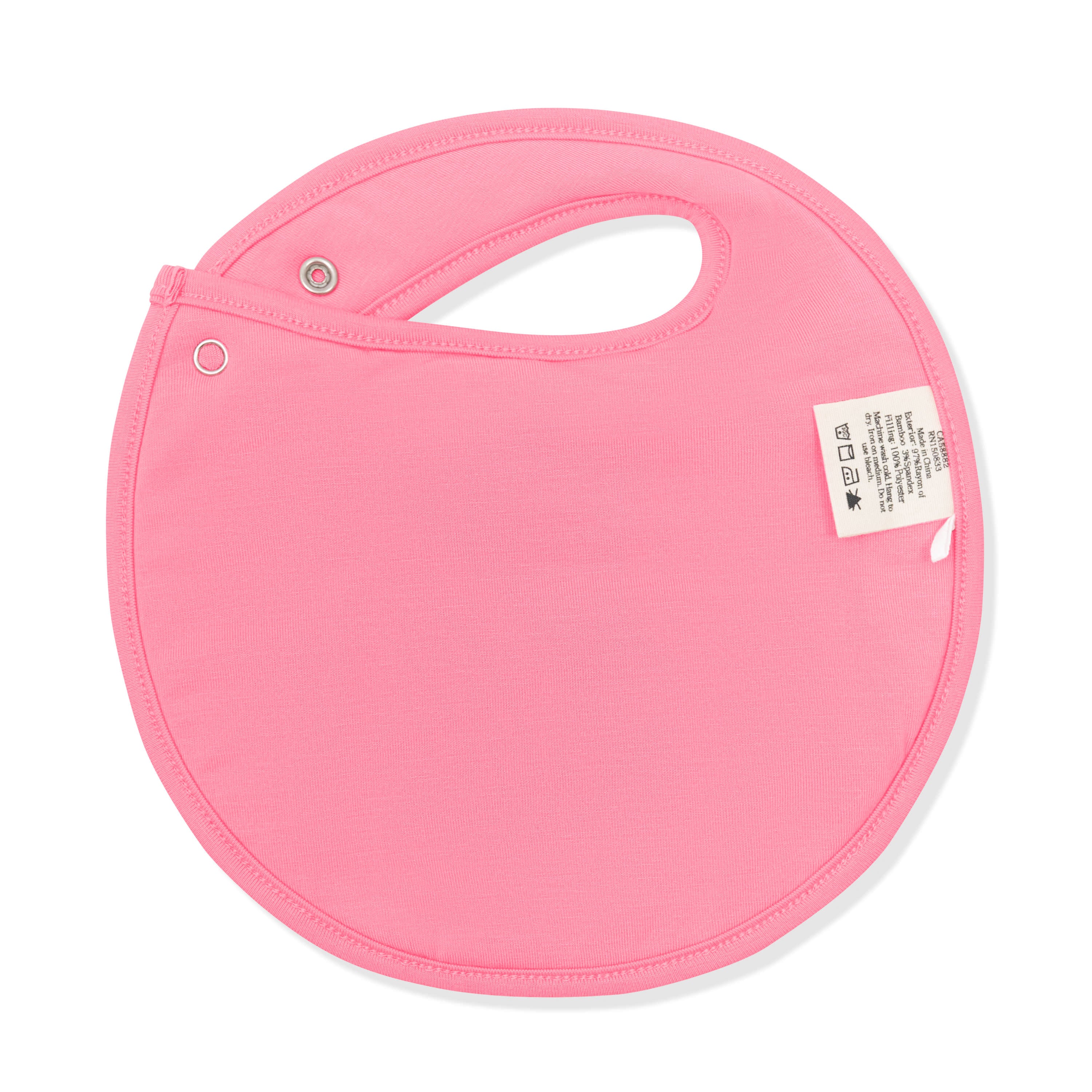 The pink colored backing on the Cushy Bib in Tulip