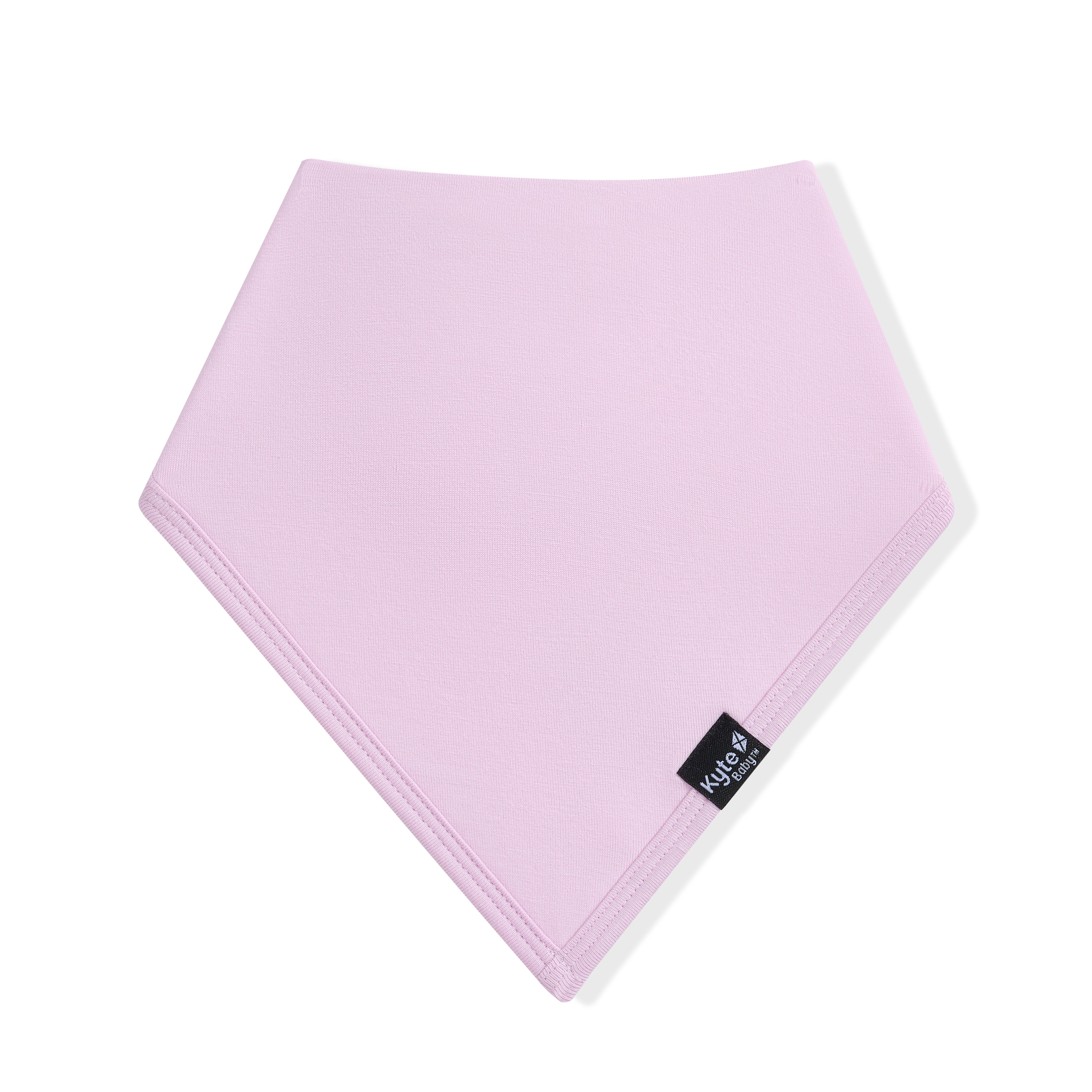 Light purple bandana bib with a kyte baby logo on a white background
