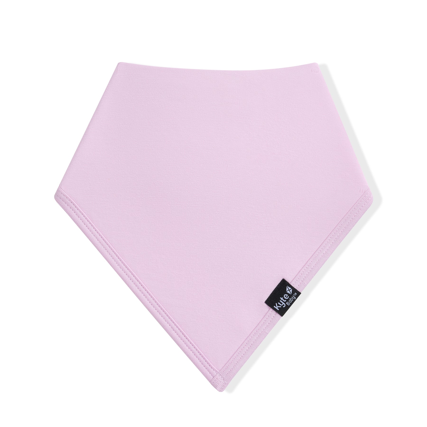 Light purple bandana bib with a kyte baby logo on a white background