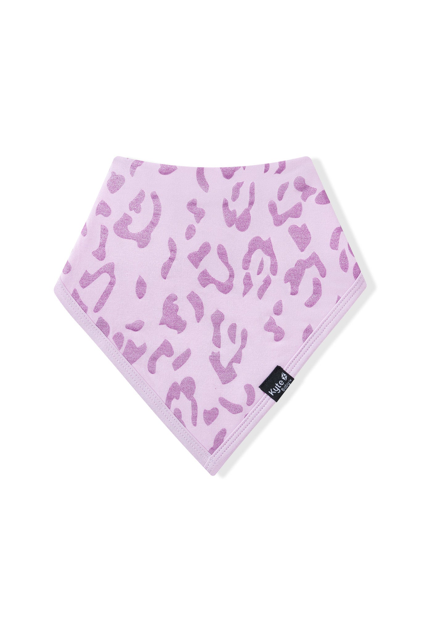 Bib in Thistle Leopard print on white background