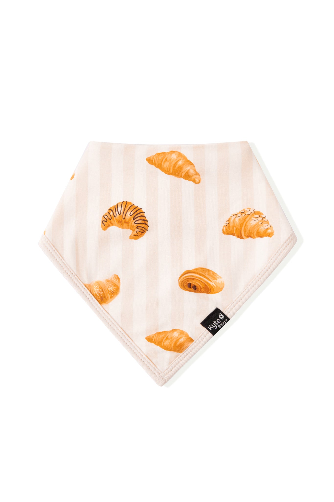 Bib in Croissant print on a white background