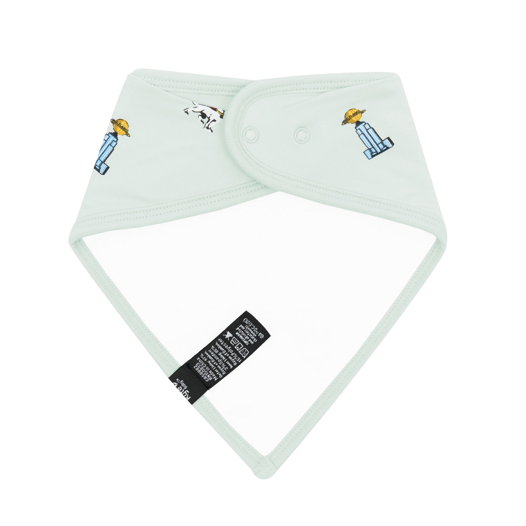 Back of Bib in Superman™ showing the snap closures and the Bamboo Terry Cloth backing