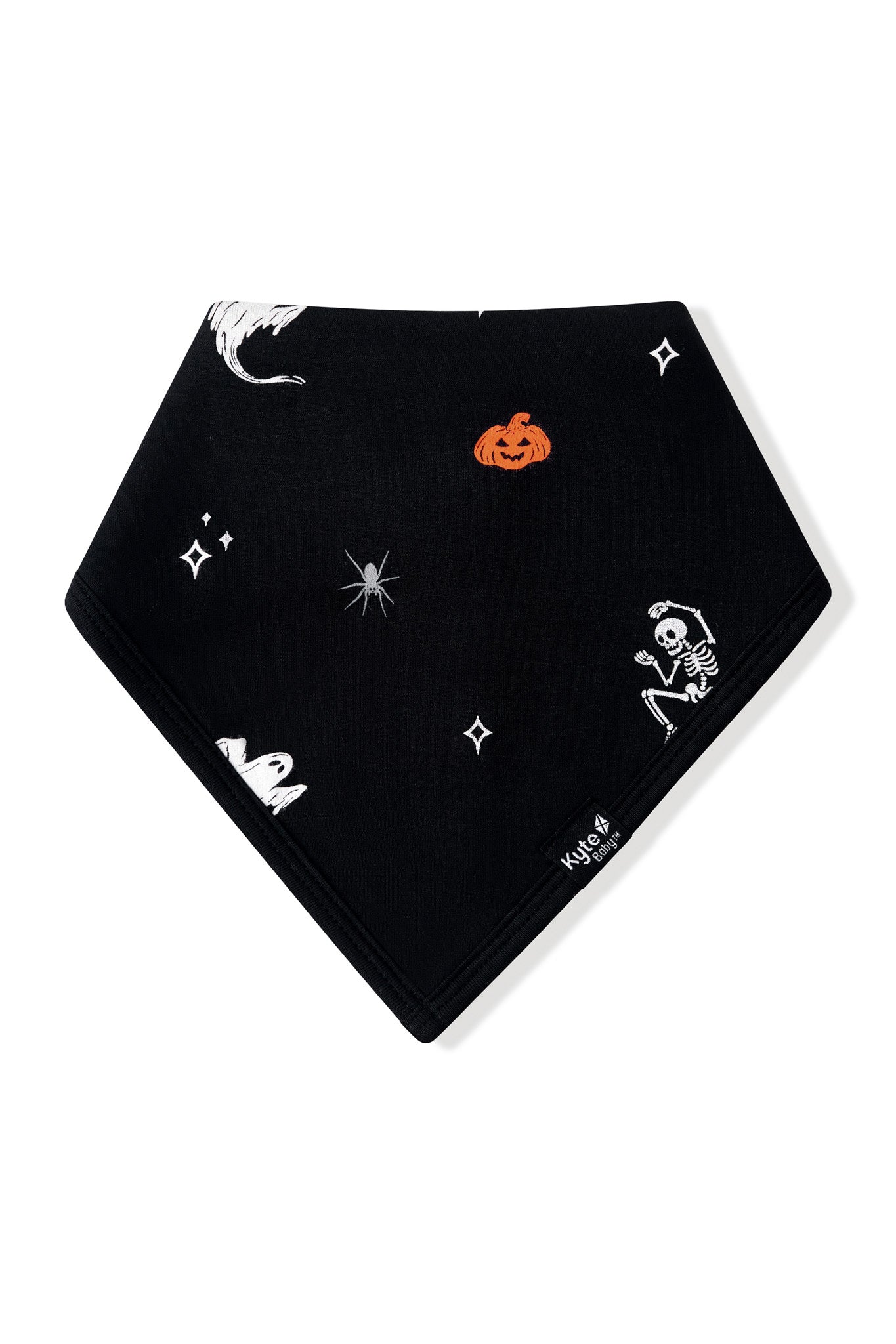 Black Bib in Halloween Friends print on a white background