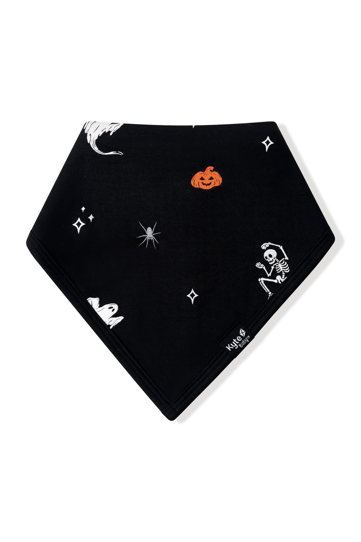 Black Bib in Halloween Friends print on a white background