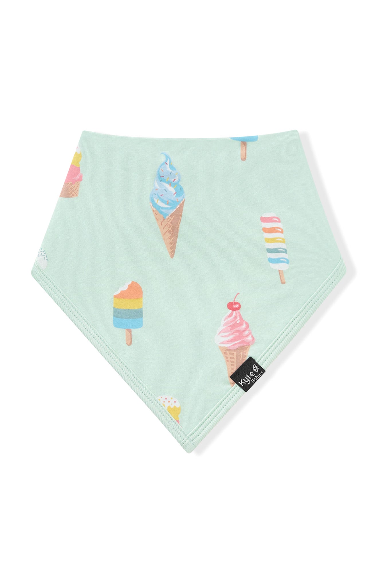 Mint Bib in Ice Cream print on white background