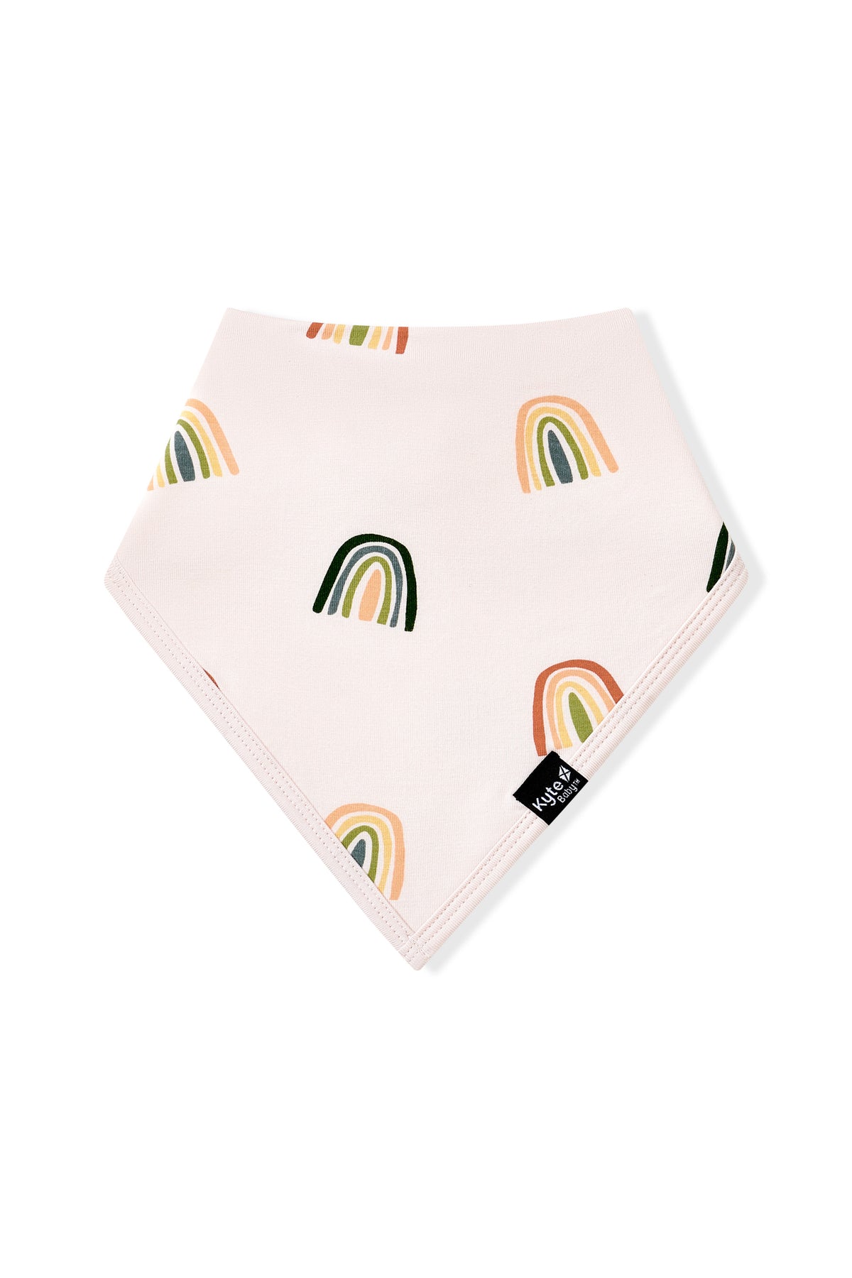 Vanilla cream Bib in Retro Rainbow print on a white background