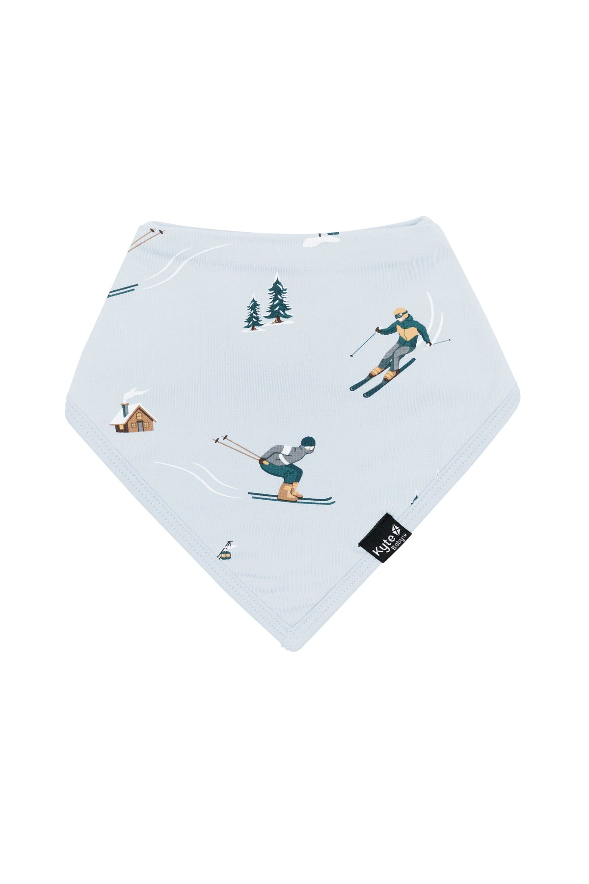 Front of the Bib in Ski with the black Kyte Baby tag visible