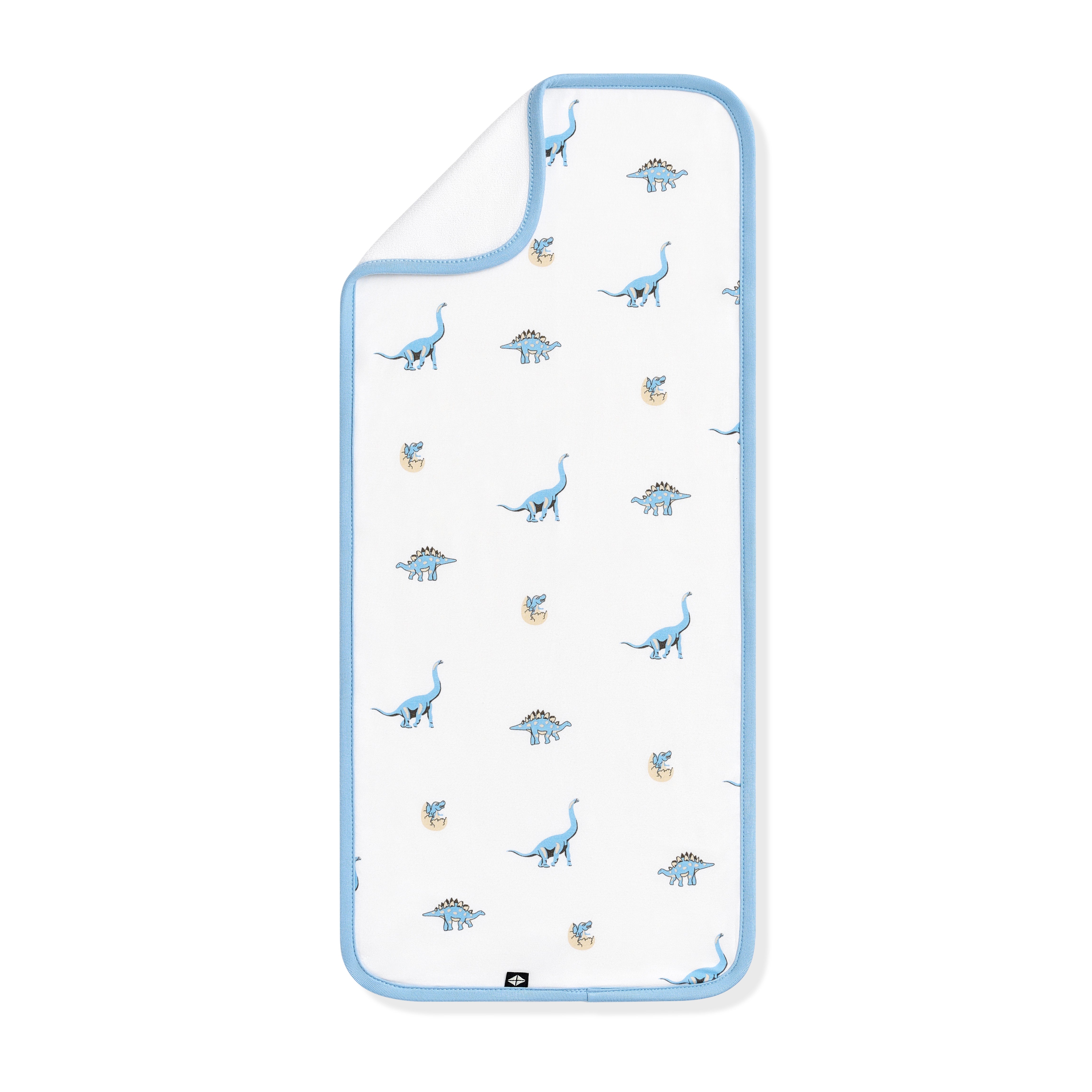 Burp Cloth in Jurassic with the corner folded down