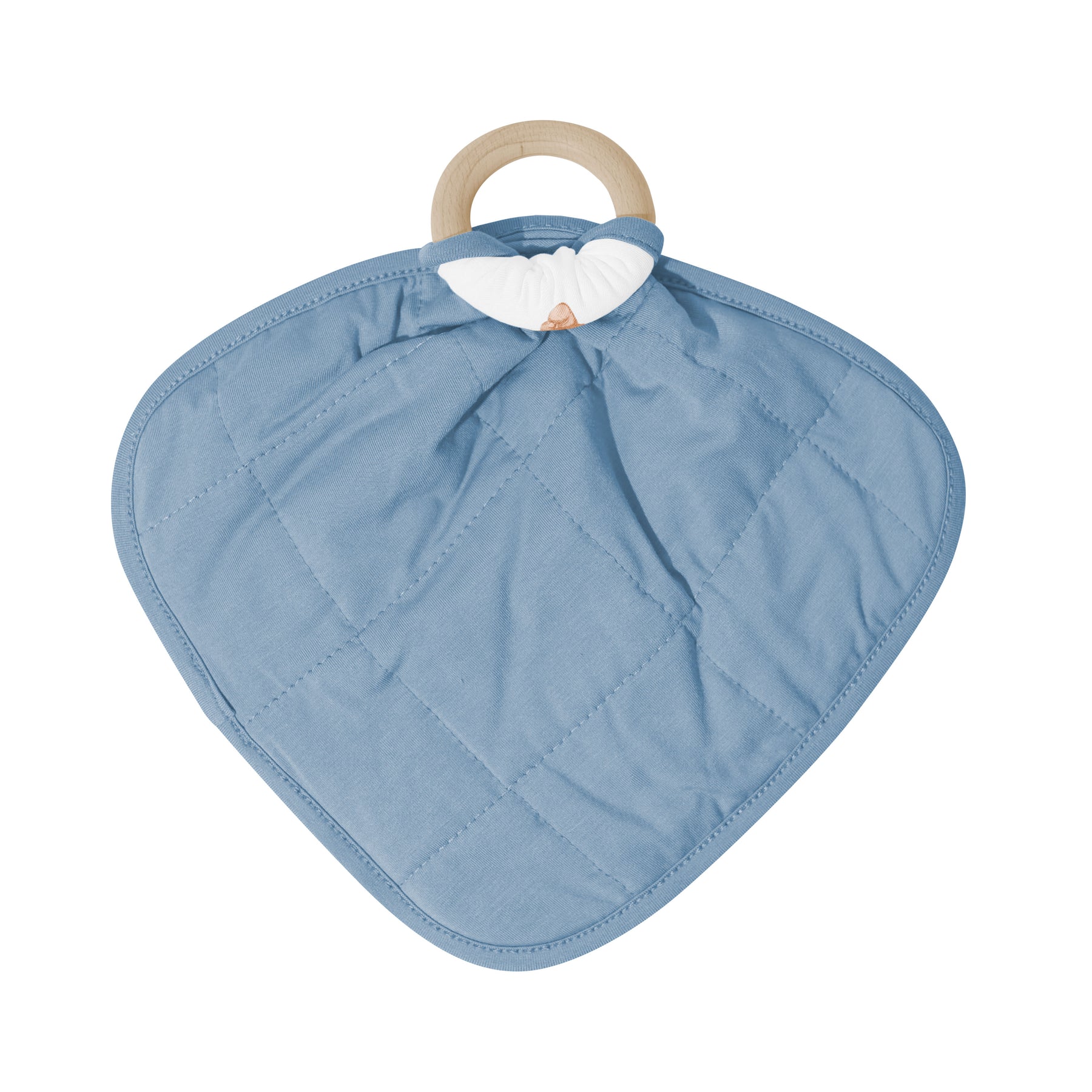 The back of the Lovey in Teddy Bear with Removable Wooden Teething Ring