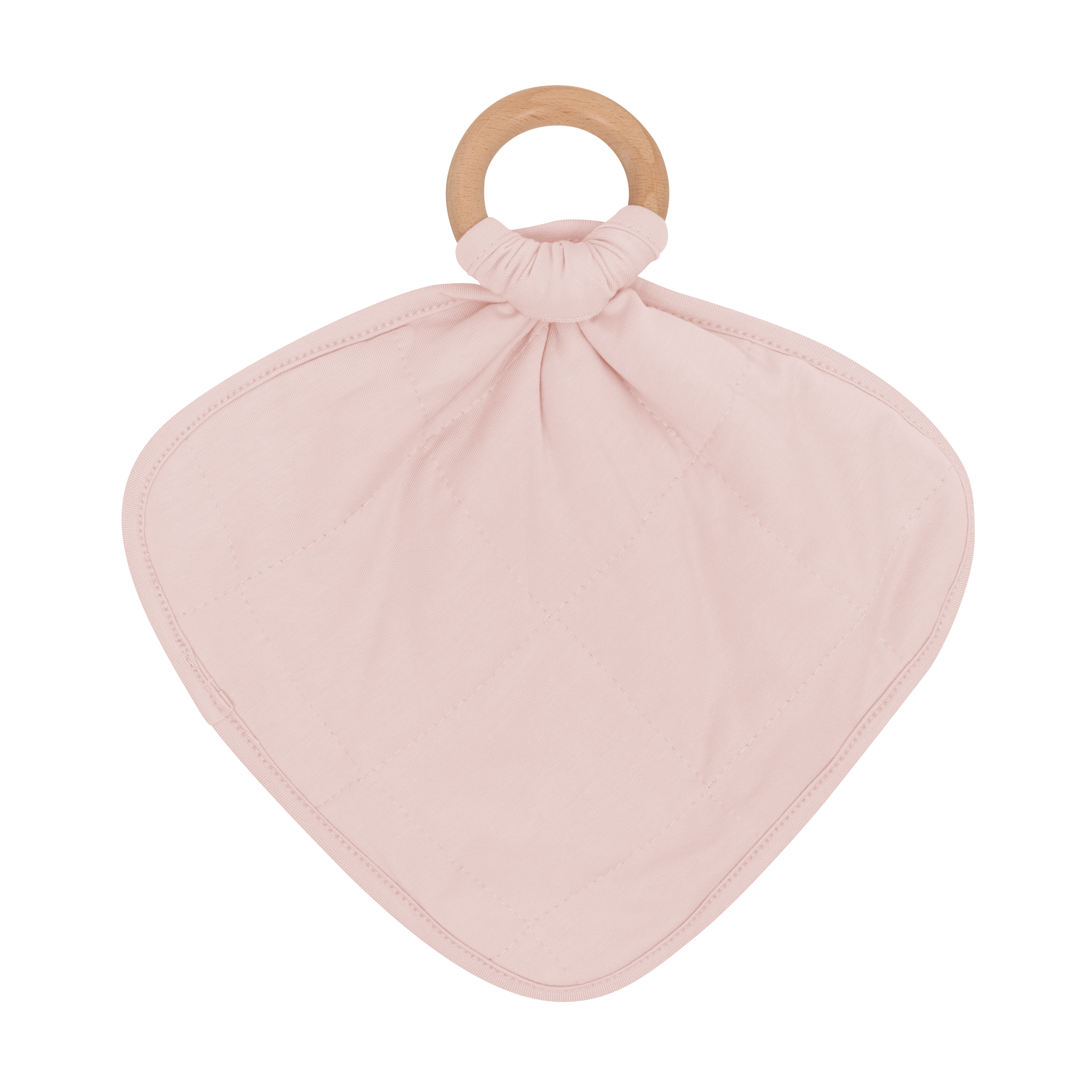 Lovey in Blush Rabbit with Removable Wooden Teething Ring back