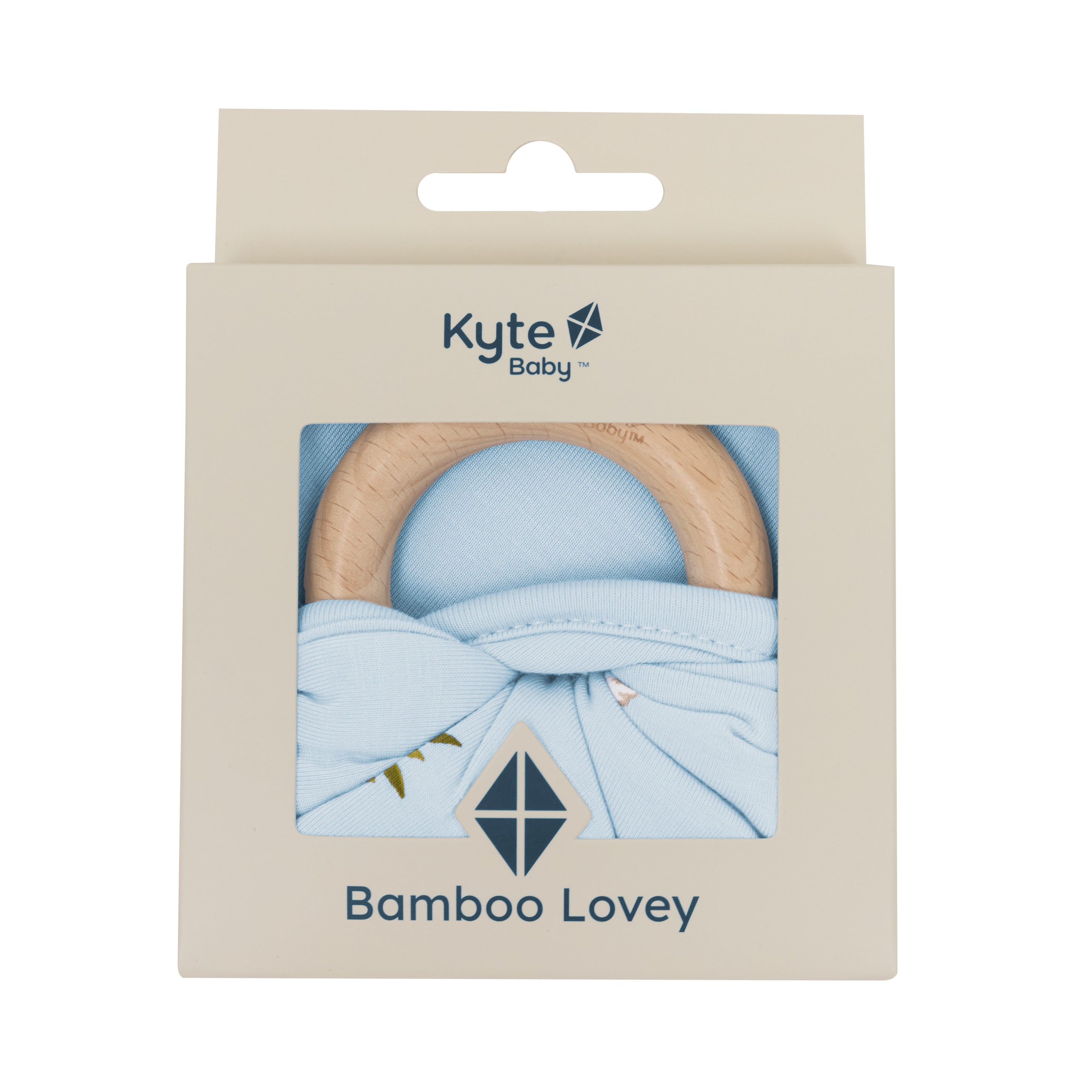 Lovey in Ice Rabbit with Removable Wooden Teething Ring packaging