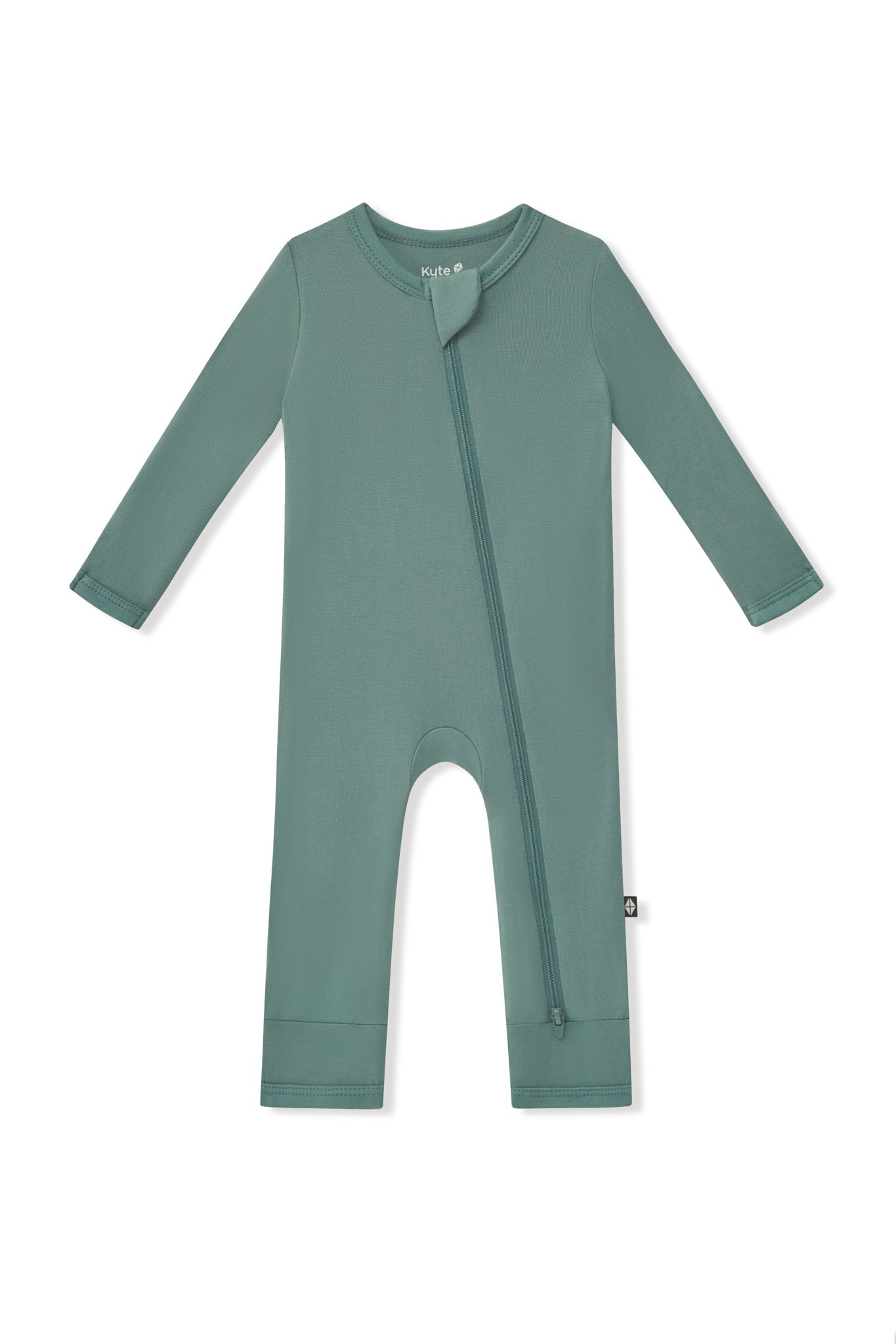 Zippered Romper in Pine on a white background
