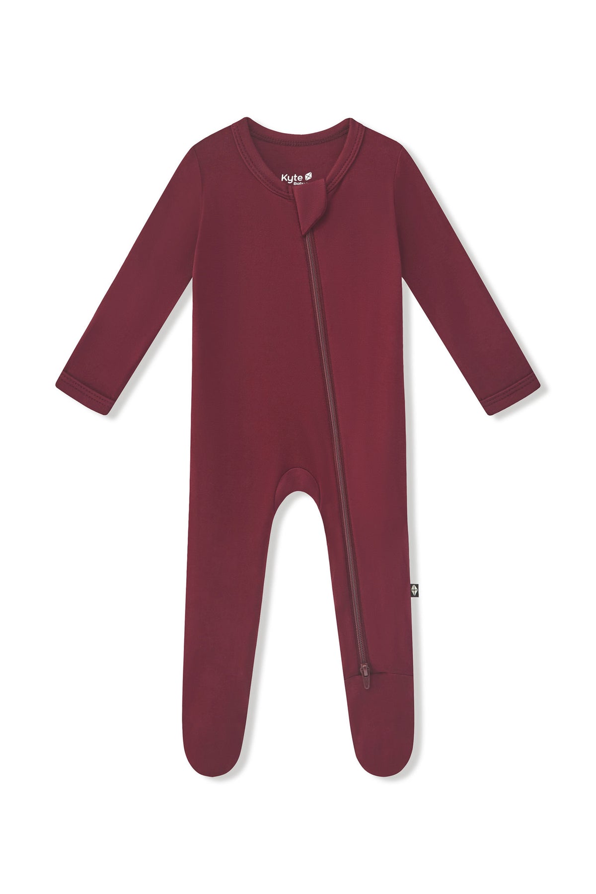 Zippered Footie in Burgundy on a white background