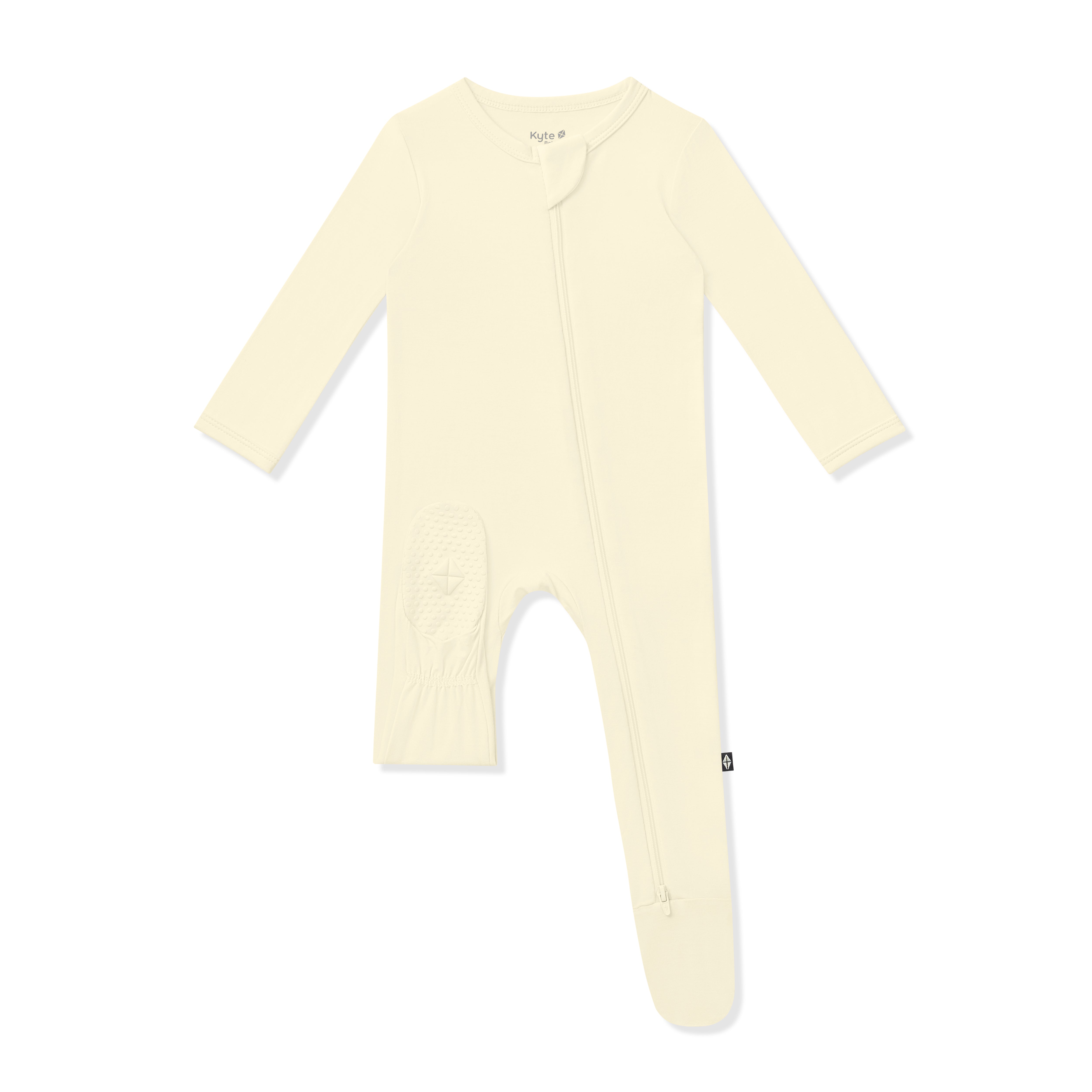Foot pad shown on the Zippered Footie in Chamomile