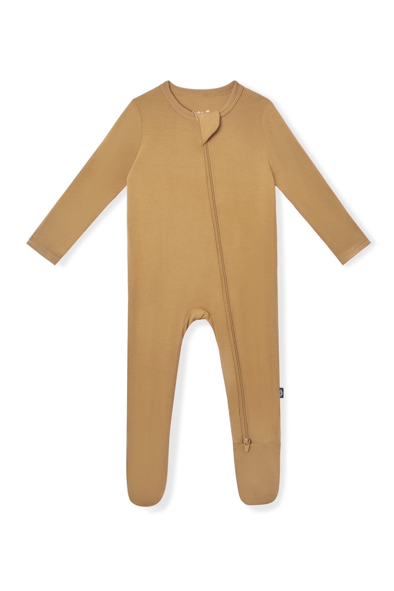 Zippered Footie in Ochre on a white background
