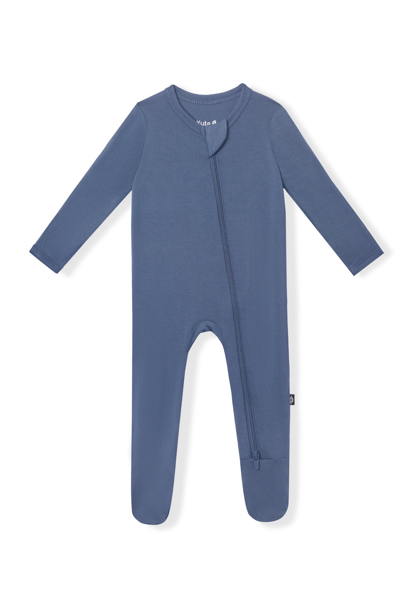 Zippered Footie in Oxford on a white background