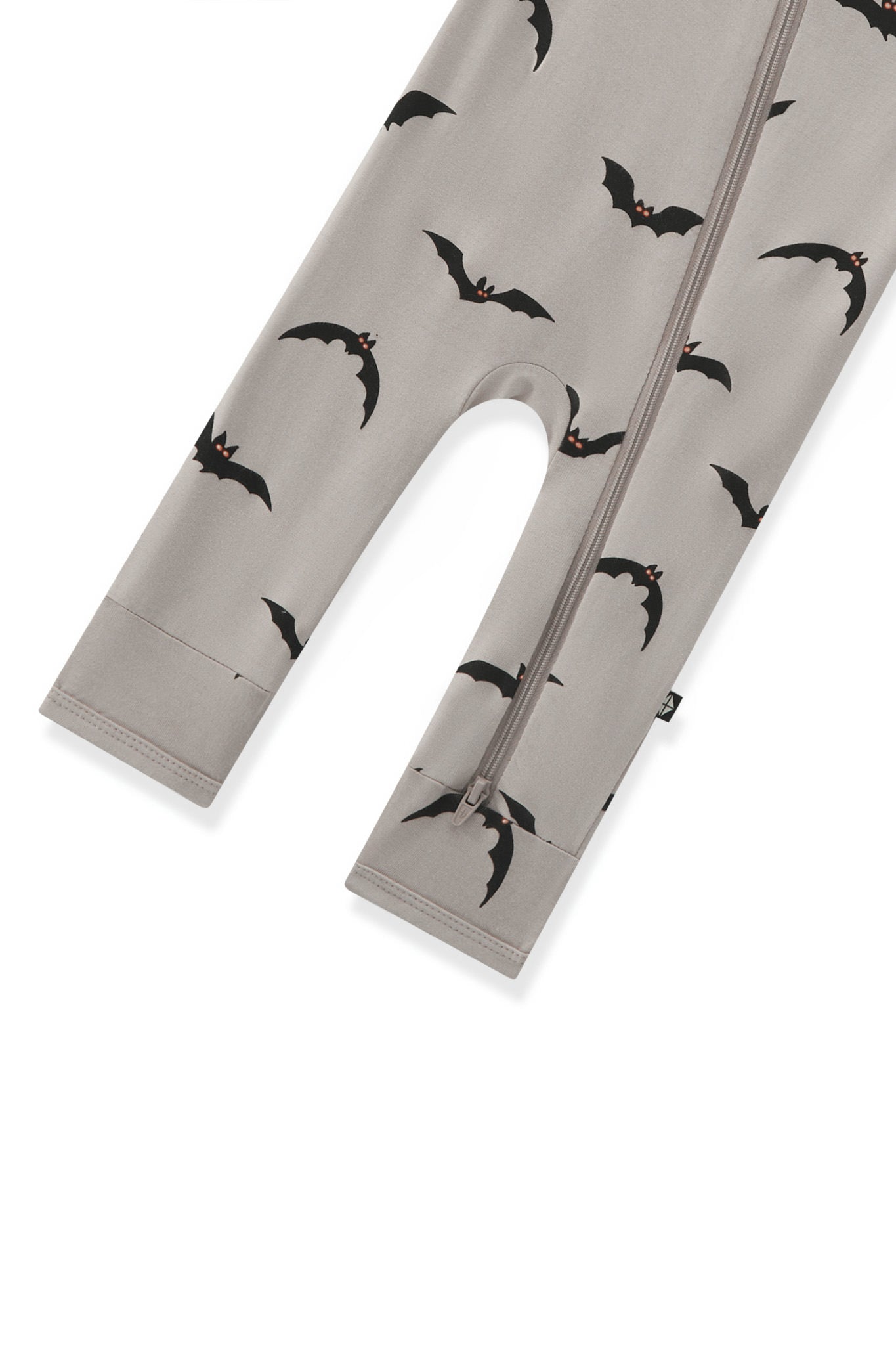 Bottom part of Zippered Romper in Bats print on a white background