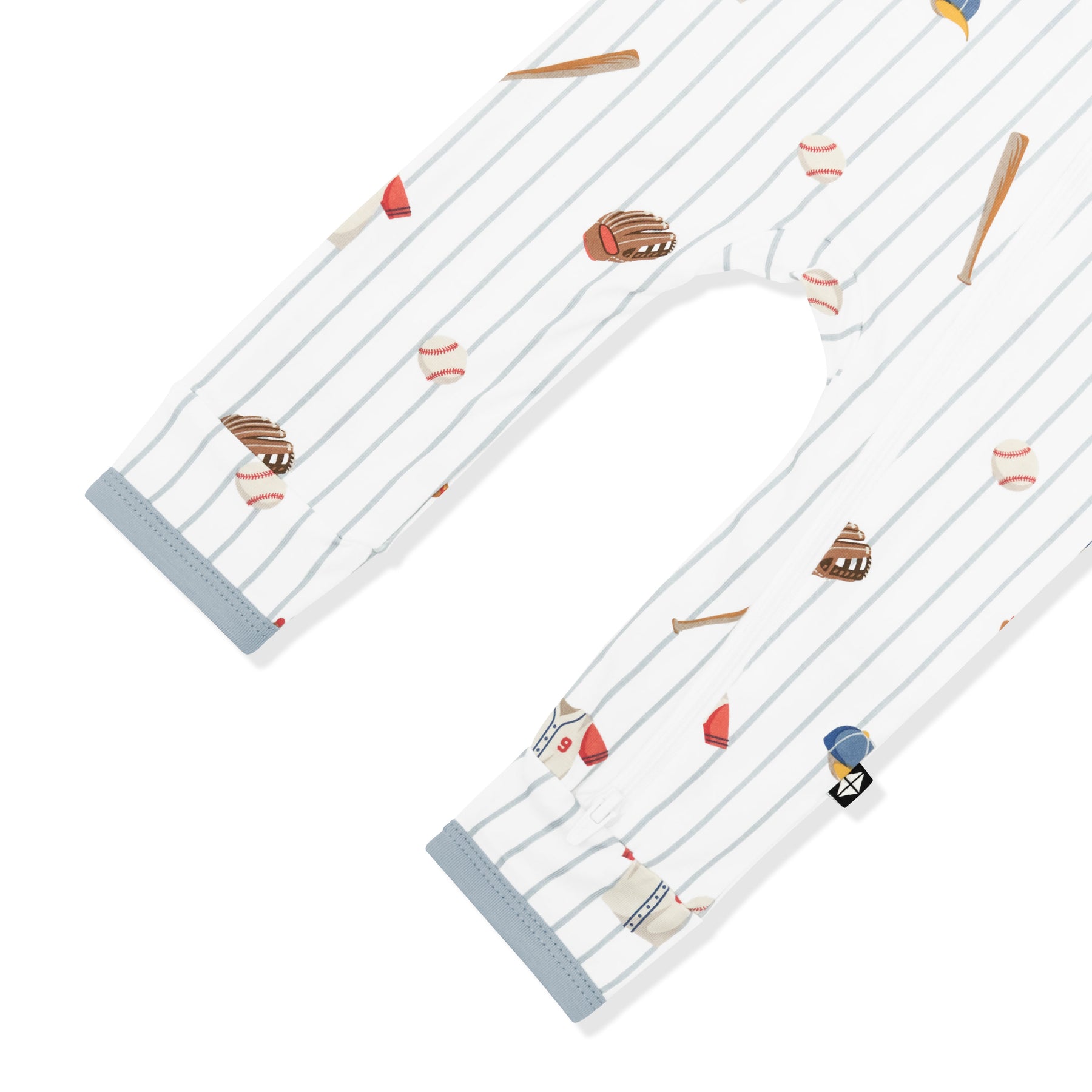 Zipper closure shown on the leg of the Zippered Romper in Home Run