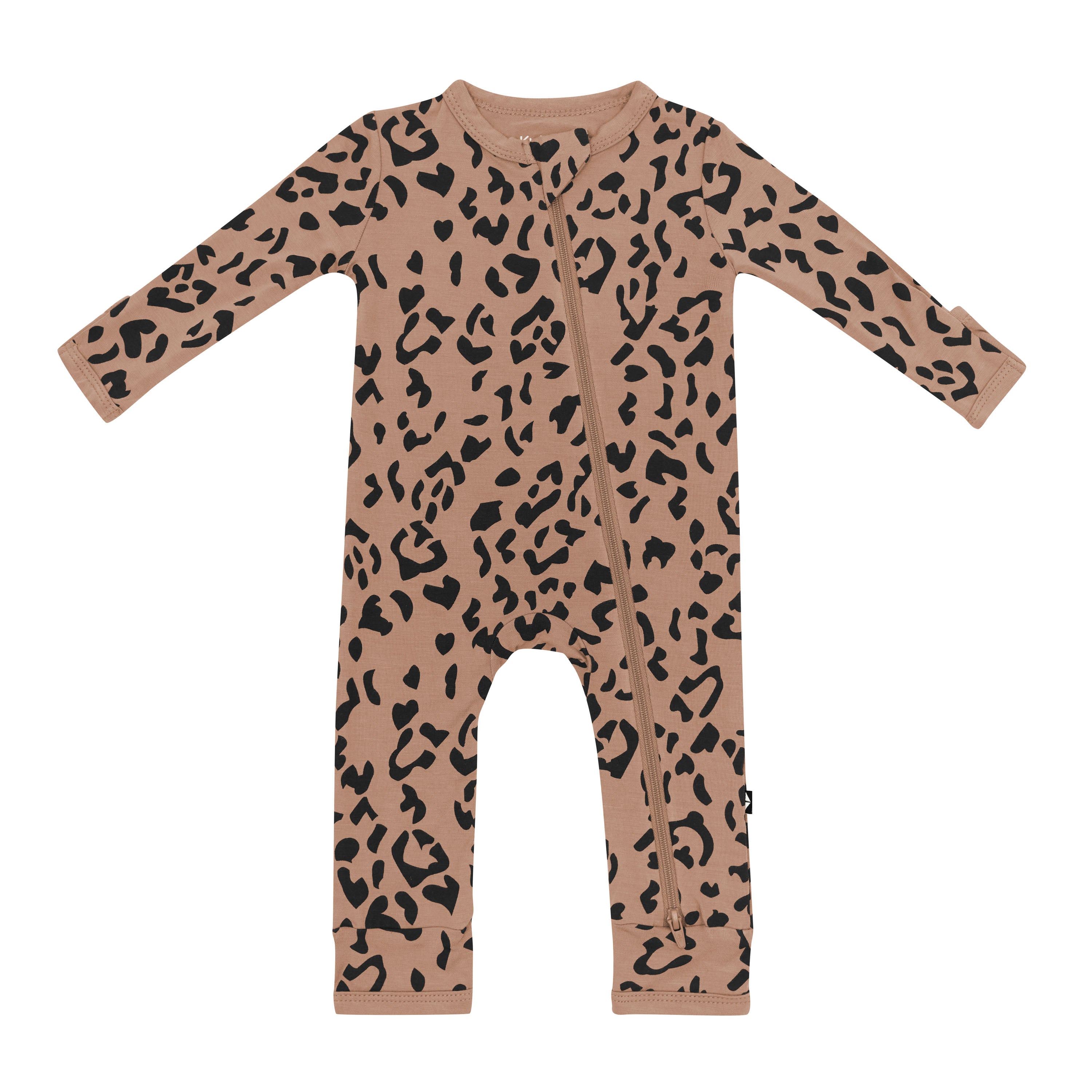 Product photo of the Zippered Romper in Latte Leopard