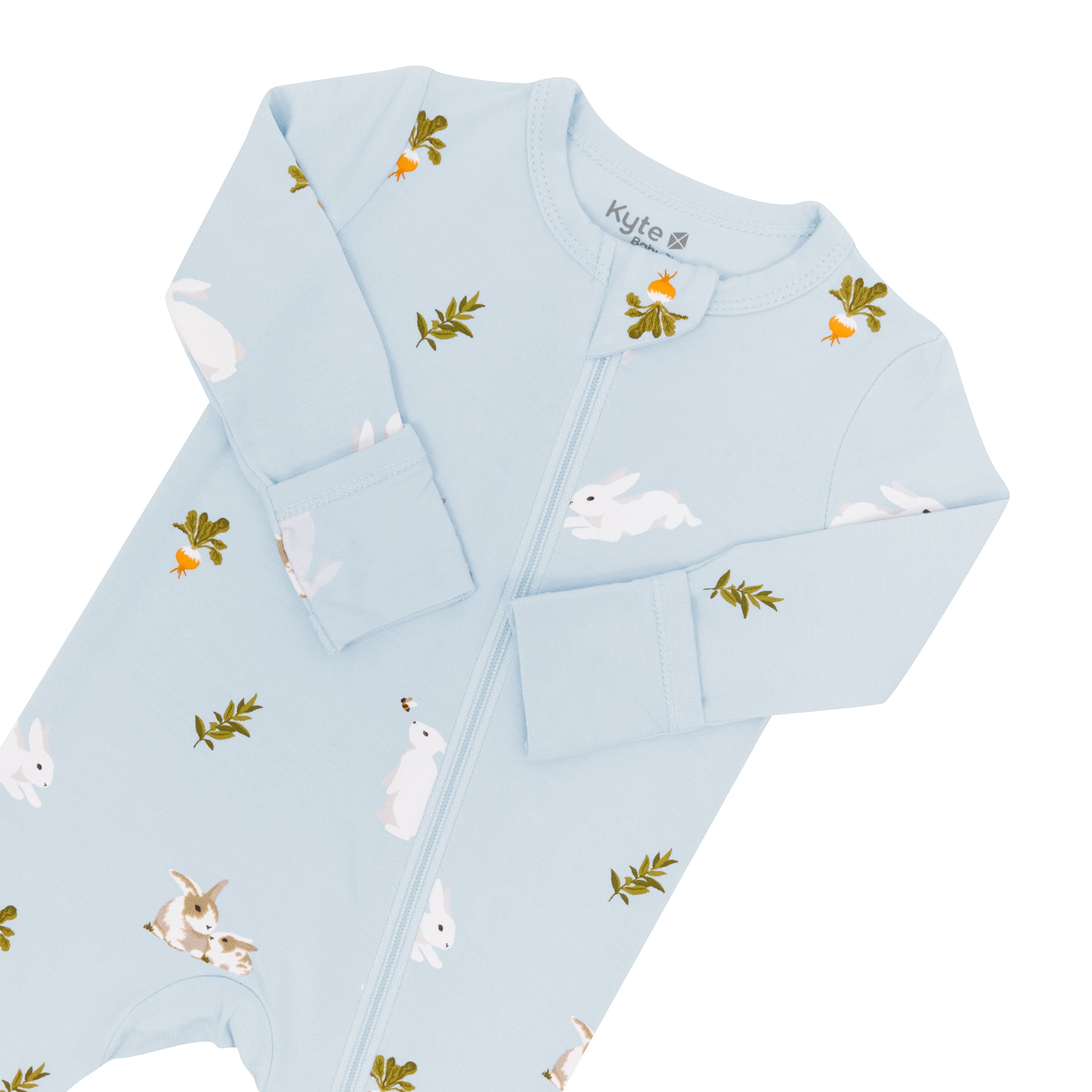 close up of Ice Rabbit Zippered Romper