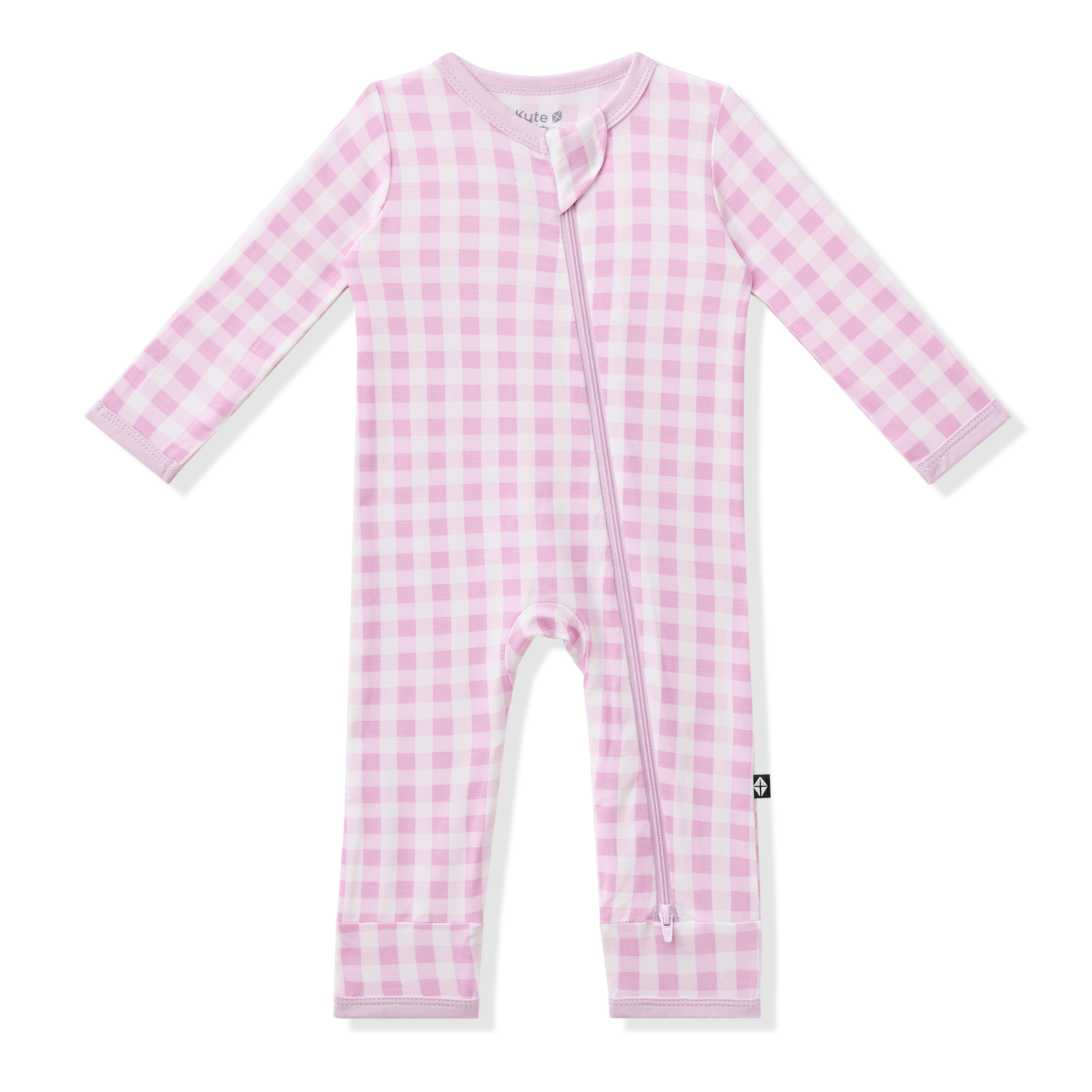 Product photo of the Zippered Romper in Gingham Thistle