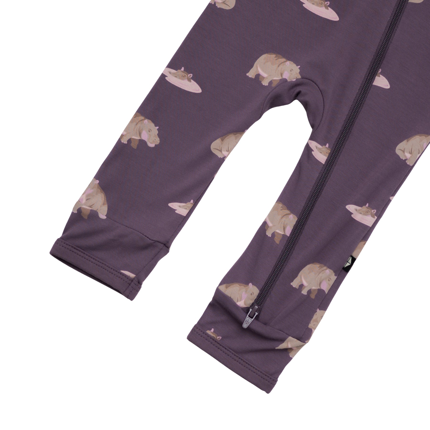 Zippered Romper in Baby Hippo