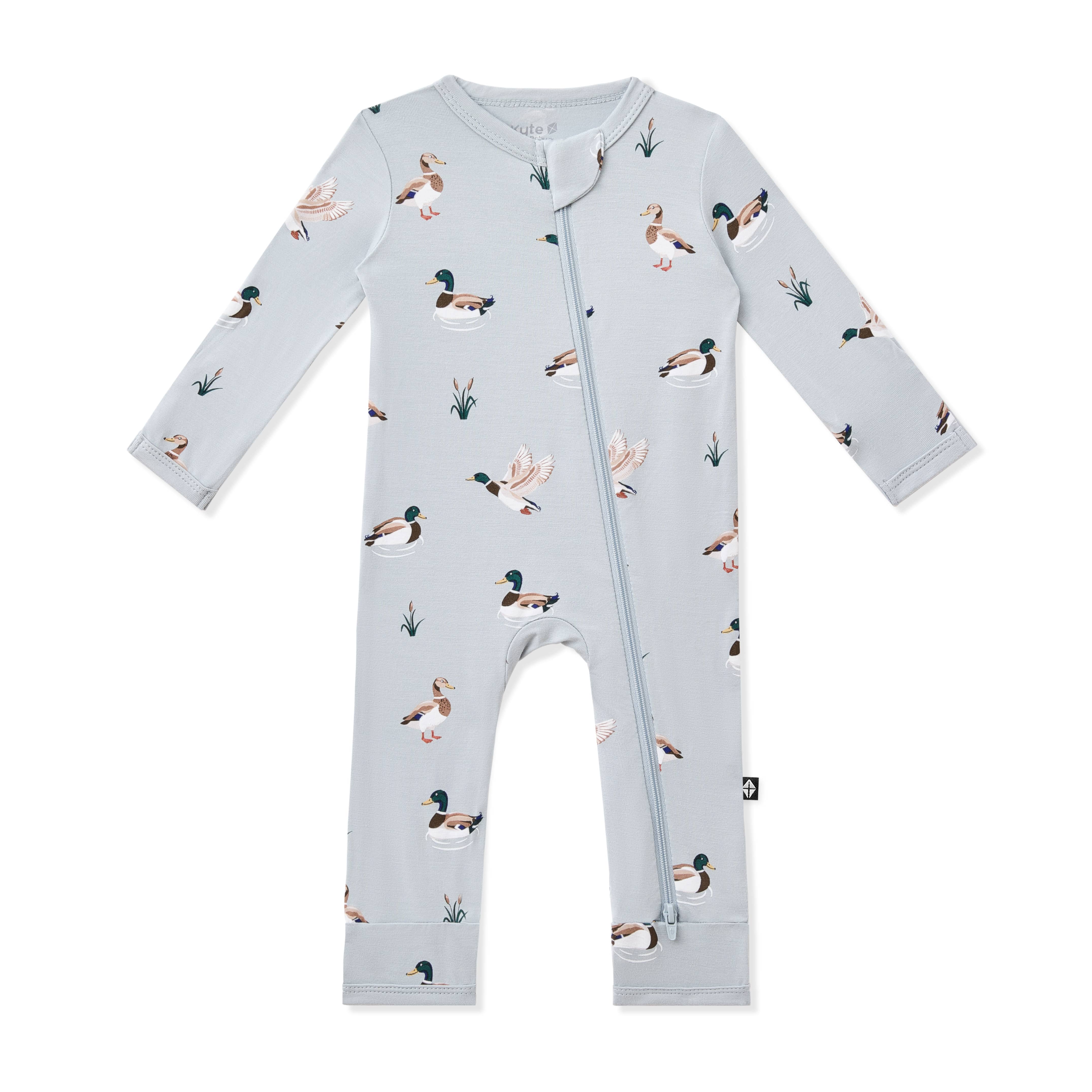 Product photo of the Zippered Romper in Mallard Duck