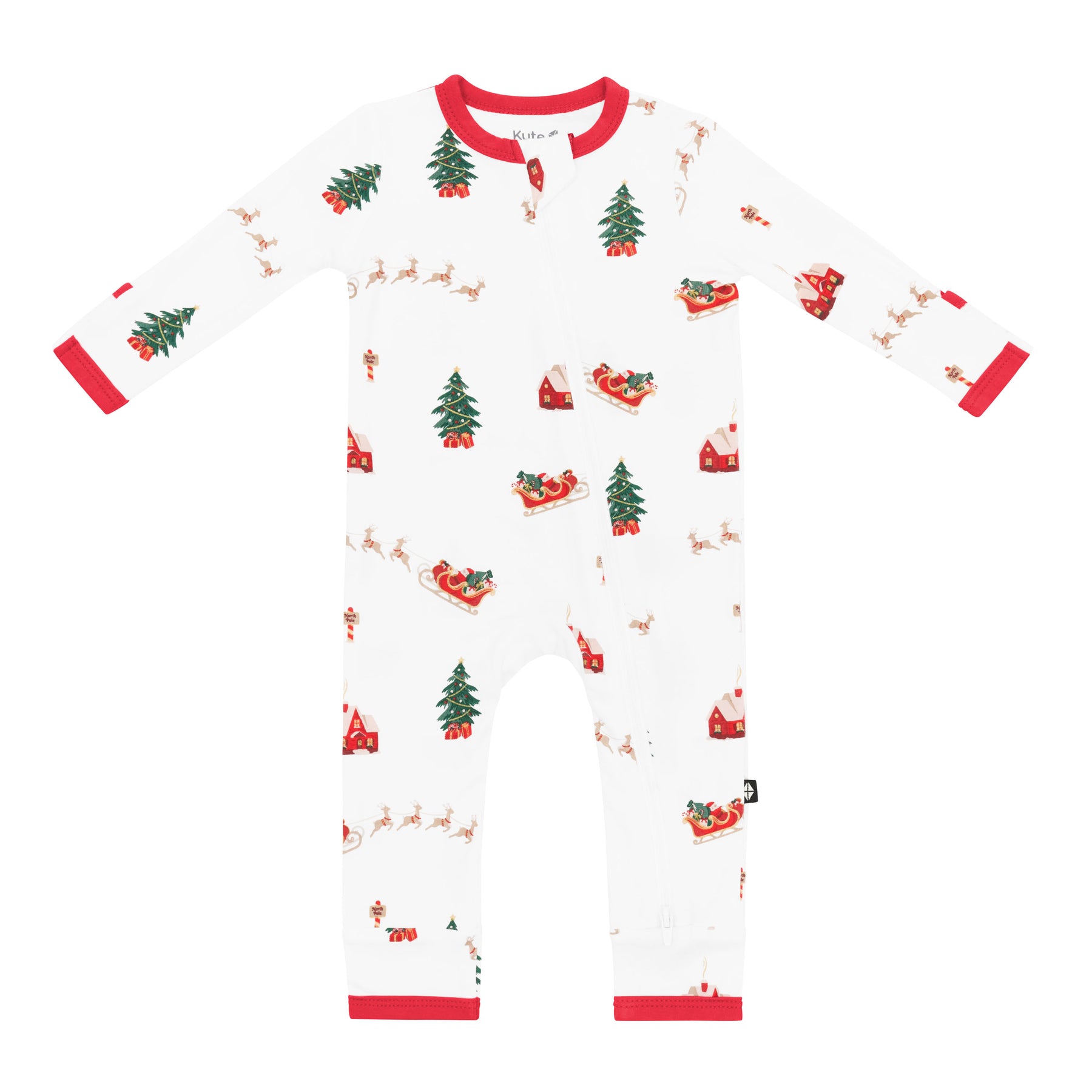 Product photo for the Zippered Romper in Santa Sleigh