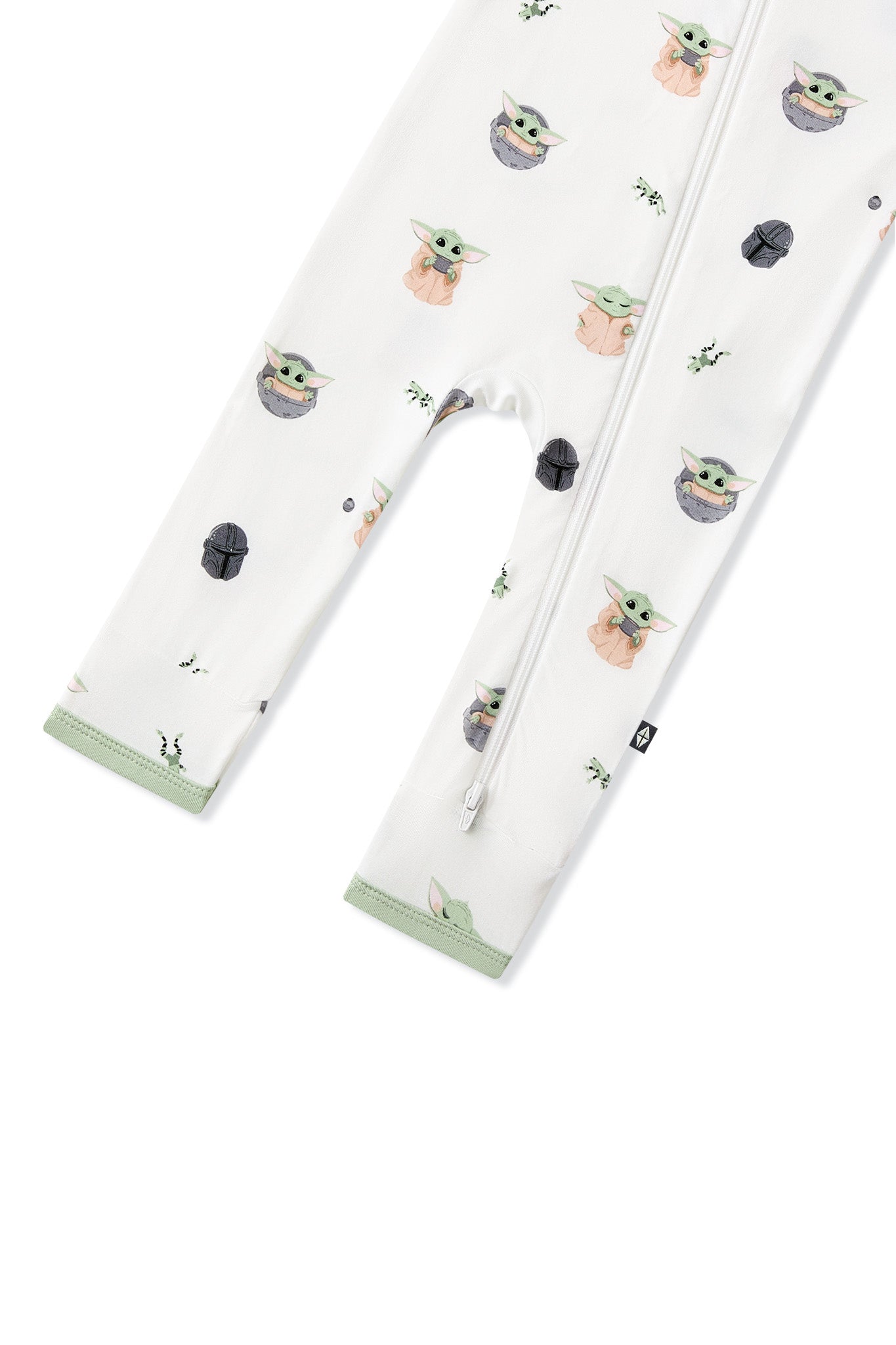 Zipper closure shown on the leg of the Zippered Romper in Grogu™