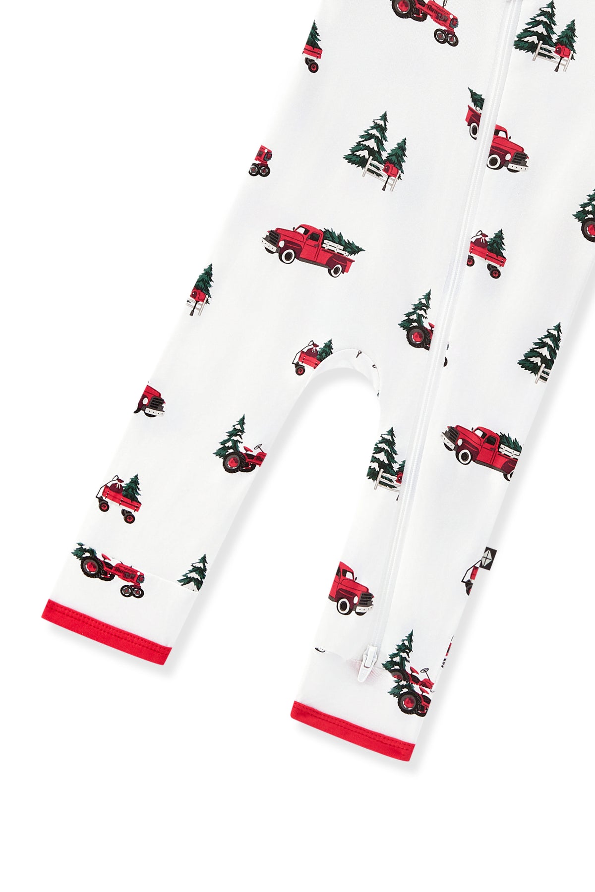 Zippered Romper in Holiday Tree Farm