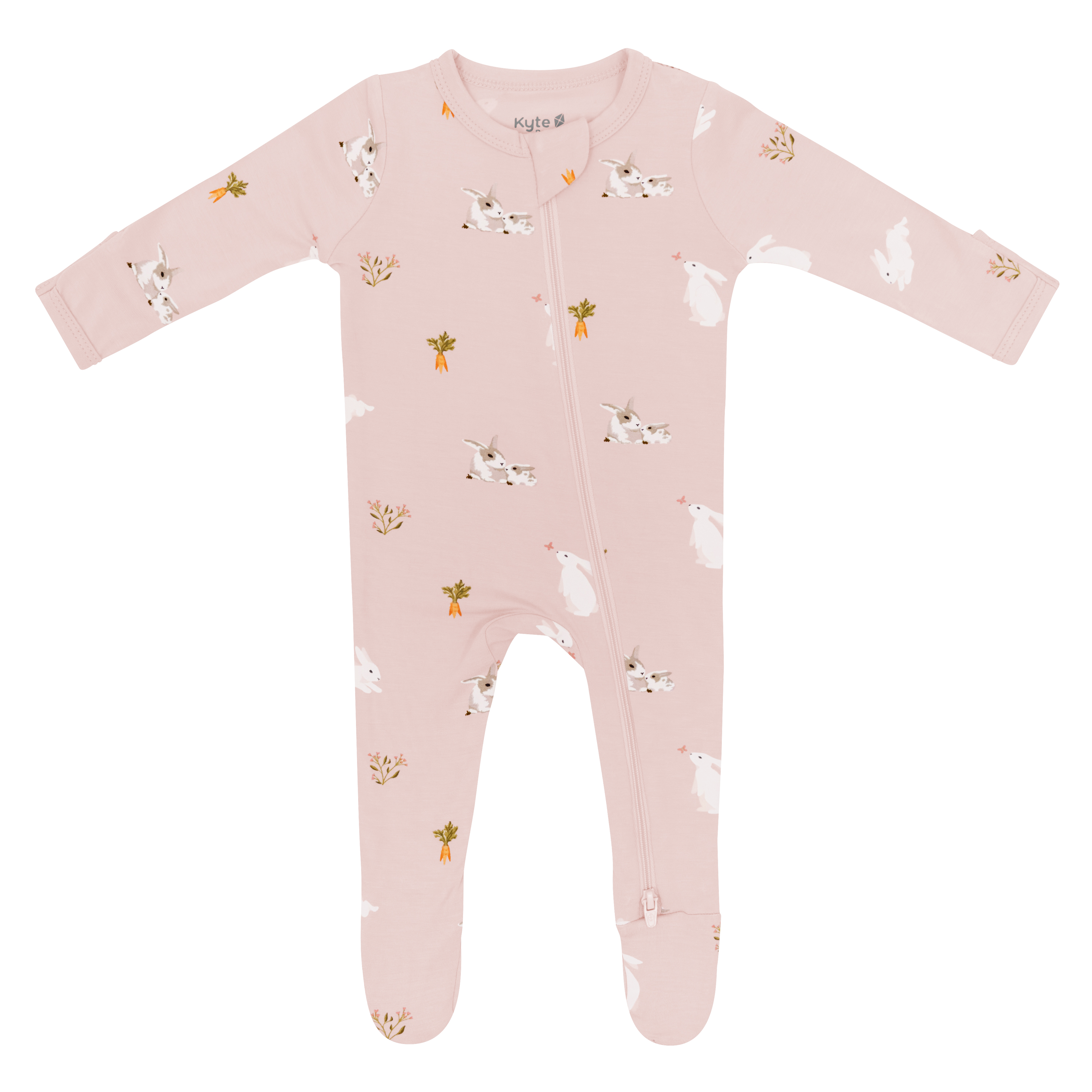 Zippered Footie in Blush Rabbit