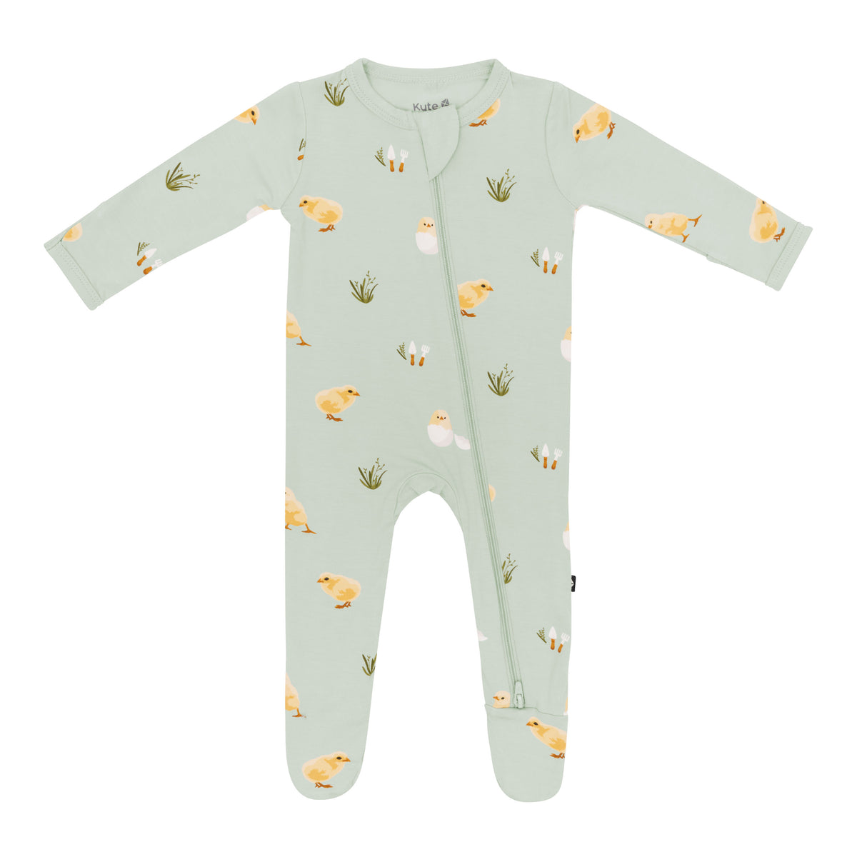 Zippered Footie in Aloe Chick