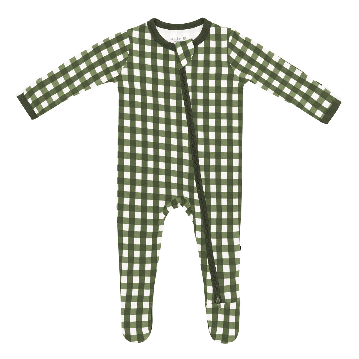 Product photo of the Zippered Footie in Gingham Fir