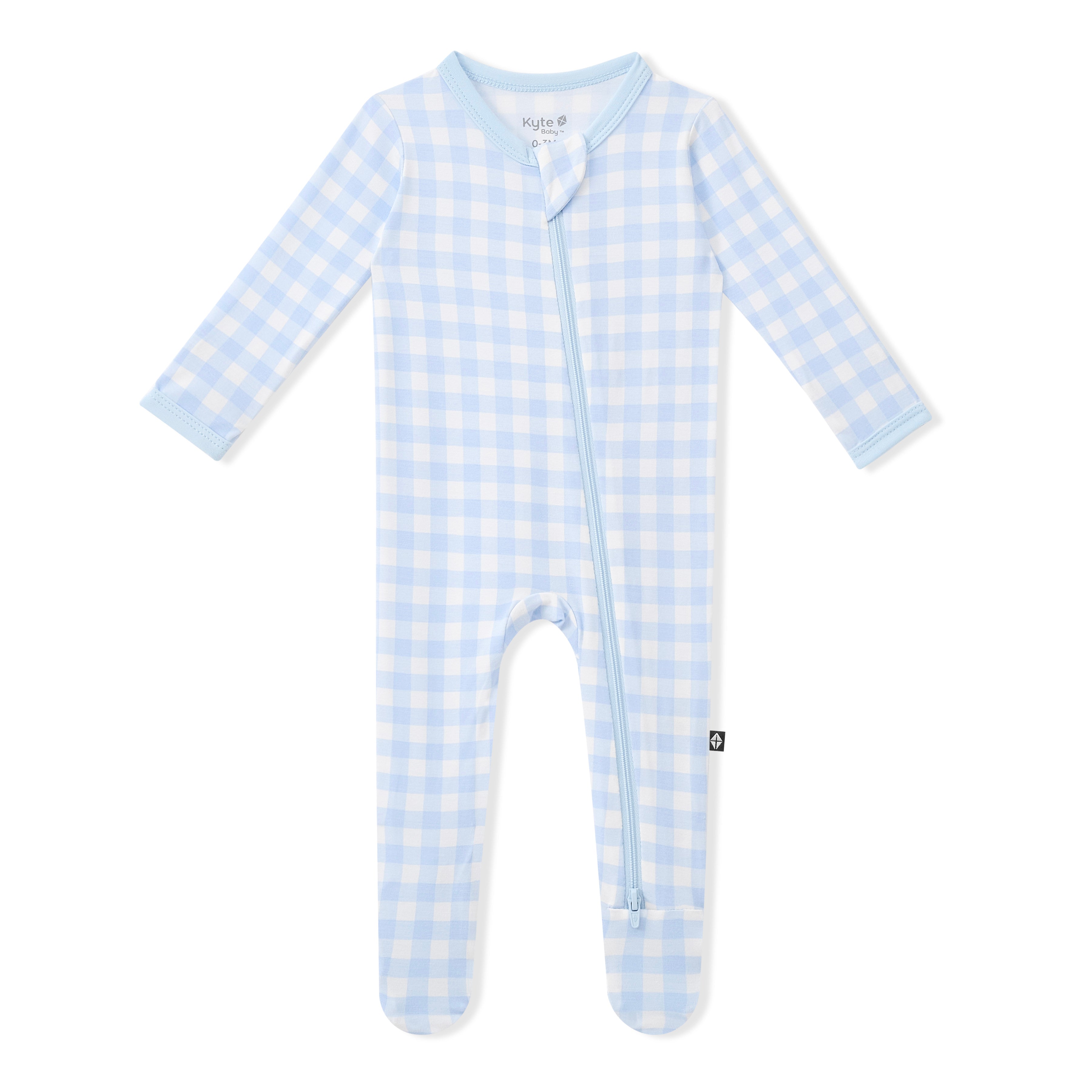 Product photo of the Zippered Footie in Gingham Breeze