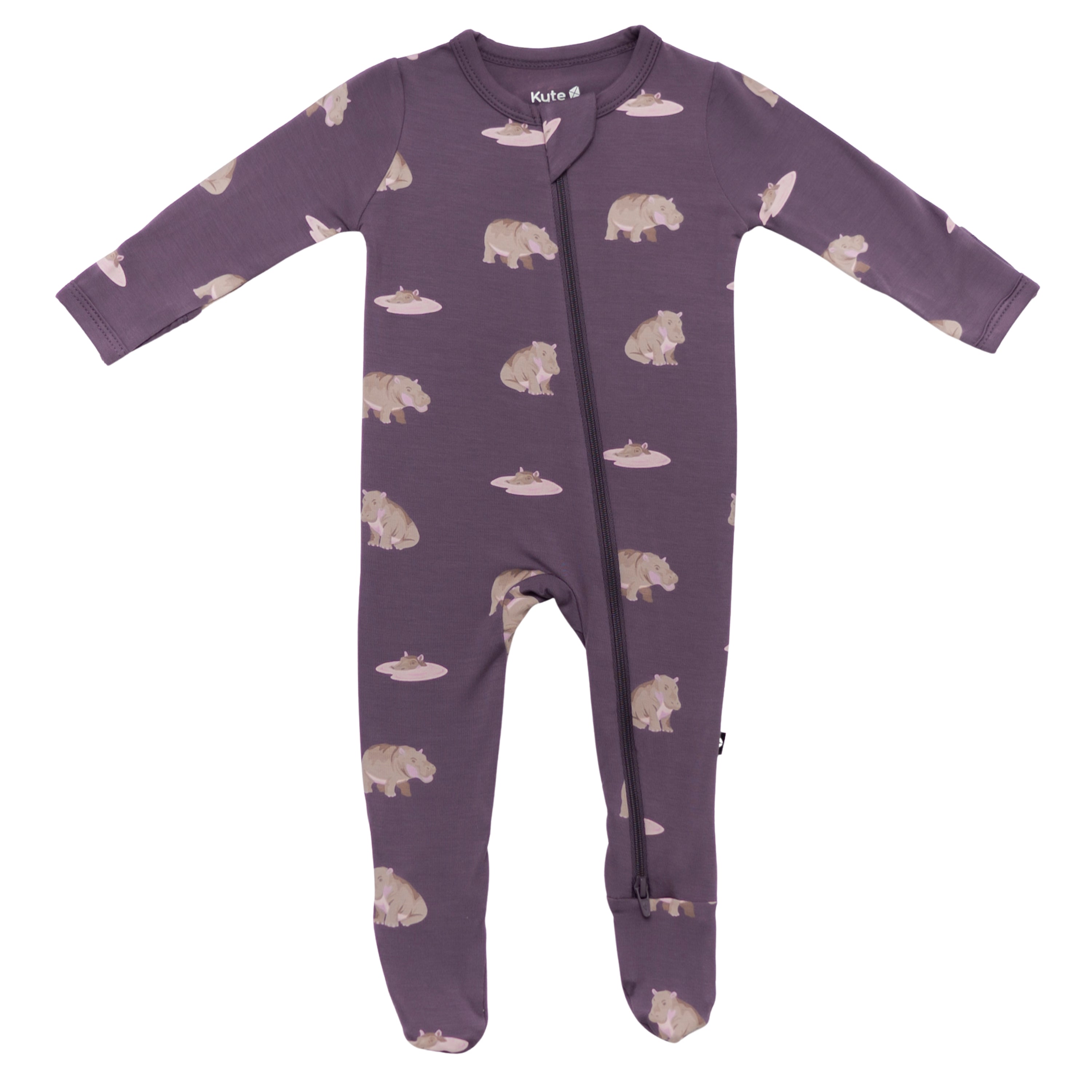 Zippered Footie in Baby Hippo