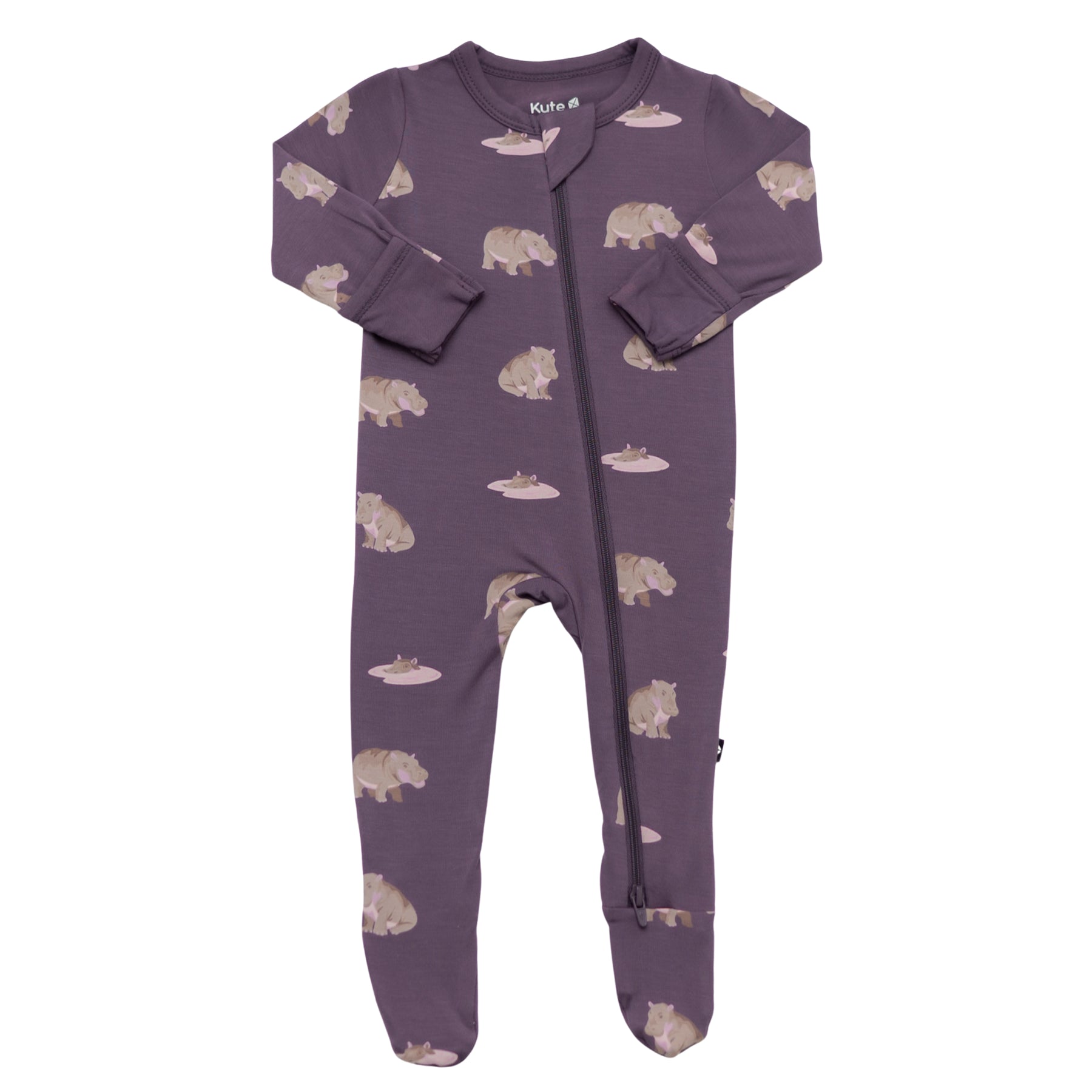 Zippered Footie in Baby Hippo