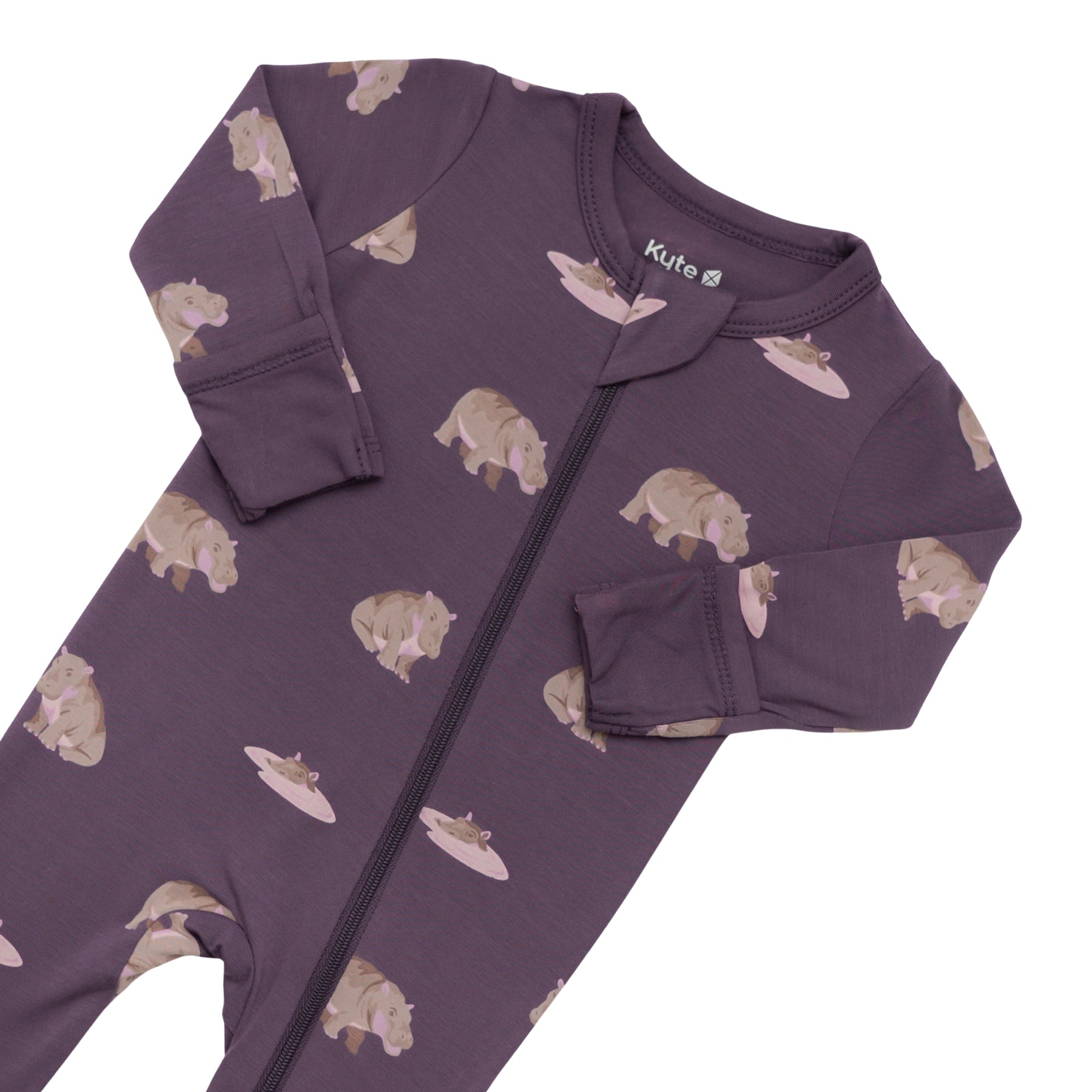 Zippered Footie in Baby Hippo