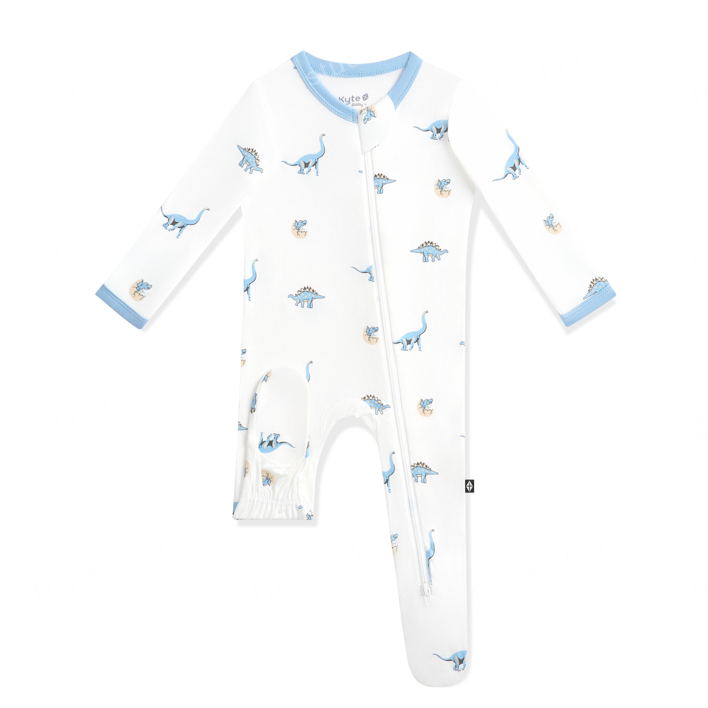 Foot pad shown on the Zippered Footie in Jurassic