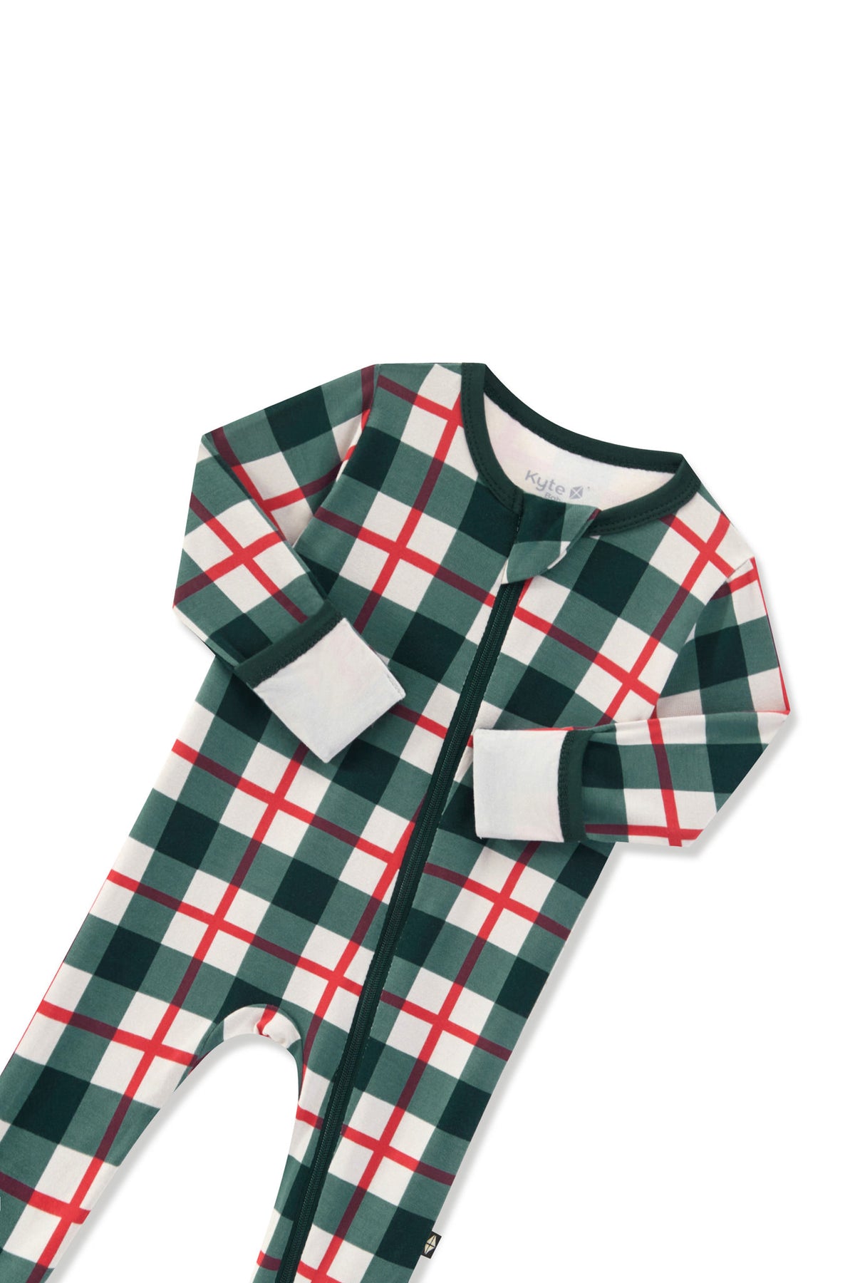 Zippered Footie in Holiday Plaid