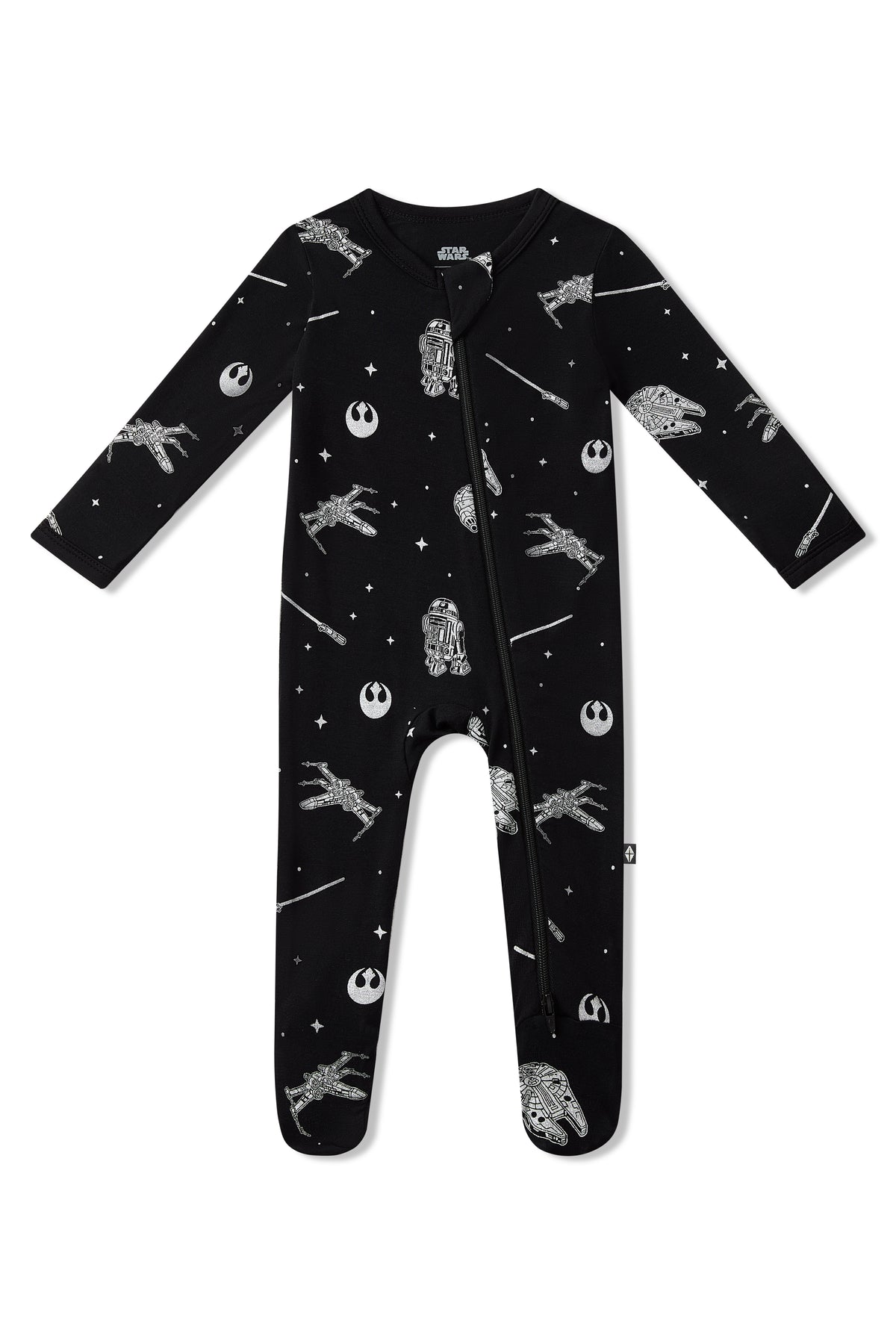 Product photo of the Zippered Footie in STAR WARS™ show on a white background