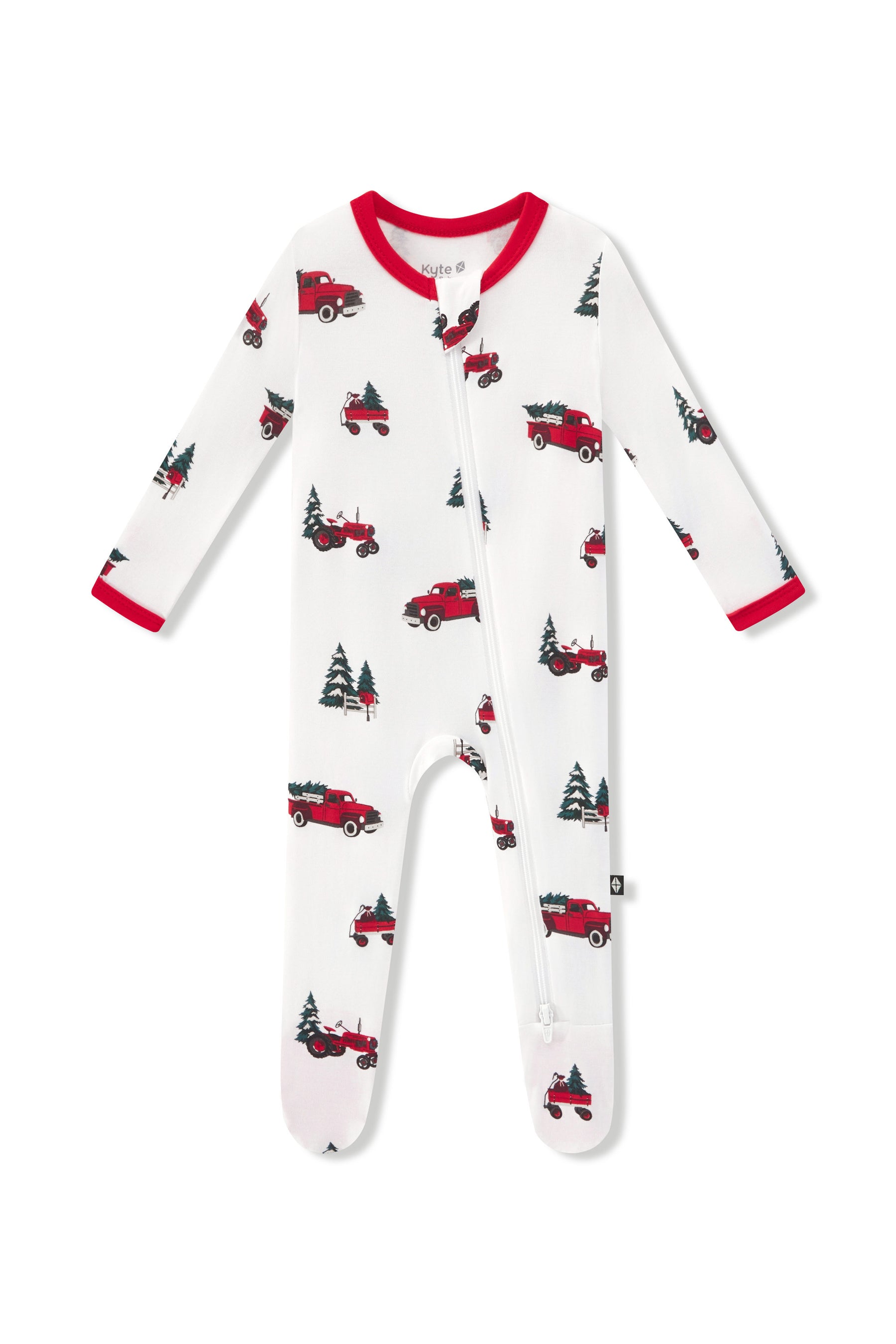 Zippered Footie in Holiday Tree Farm