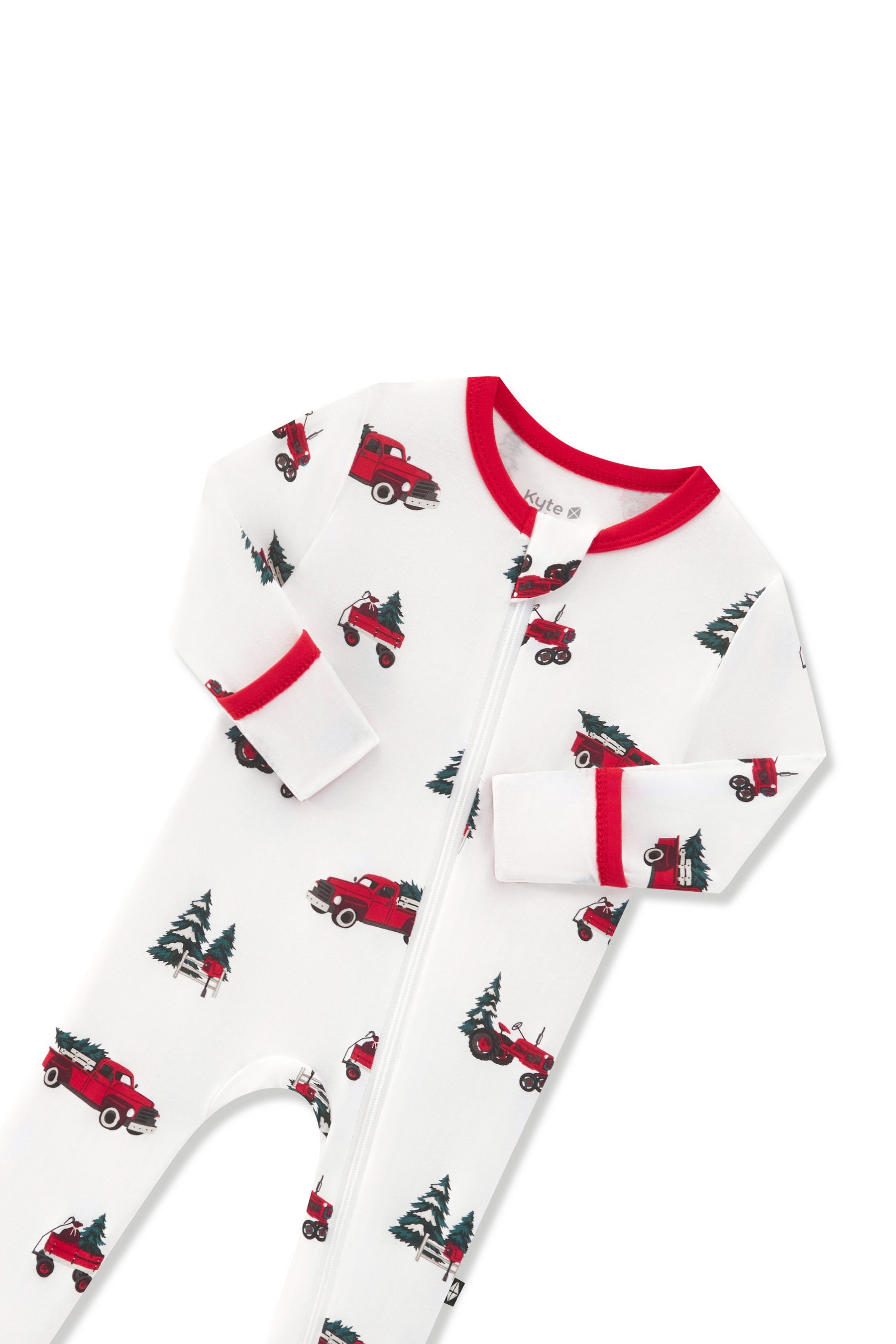 Zippered Footie in Holiday Tree Farm