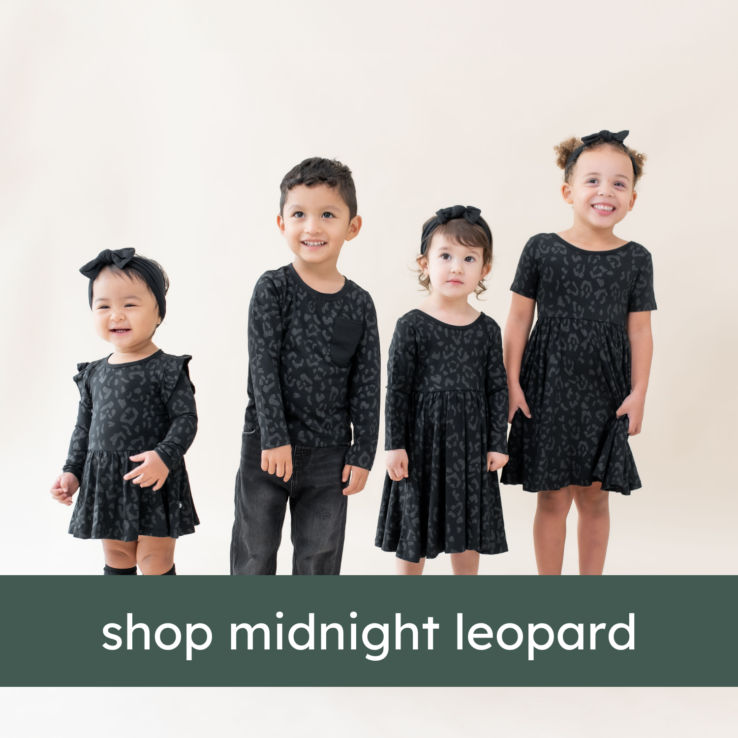 shop midnight leopard graphic featuring toddlers in midnight leopard dresses and tee