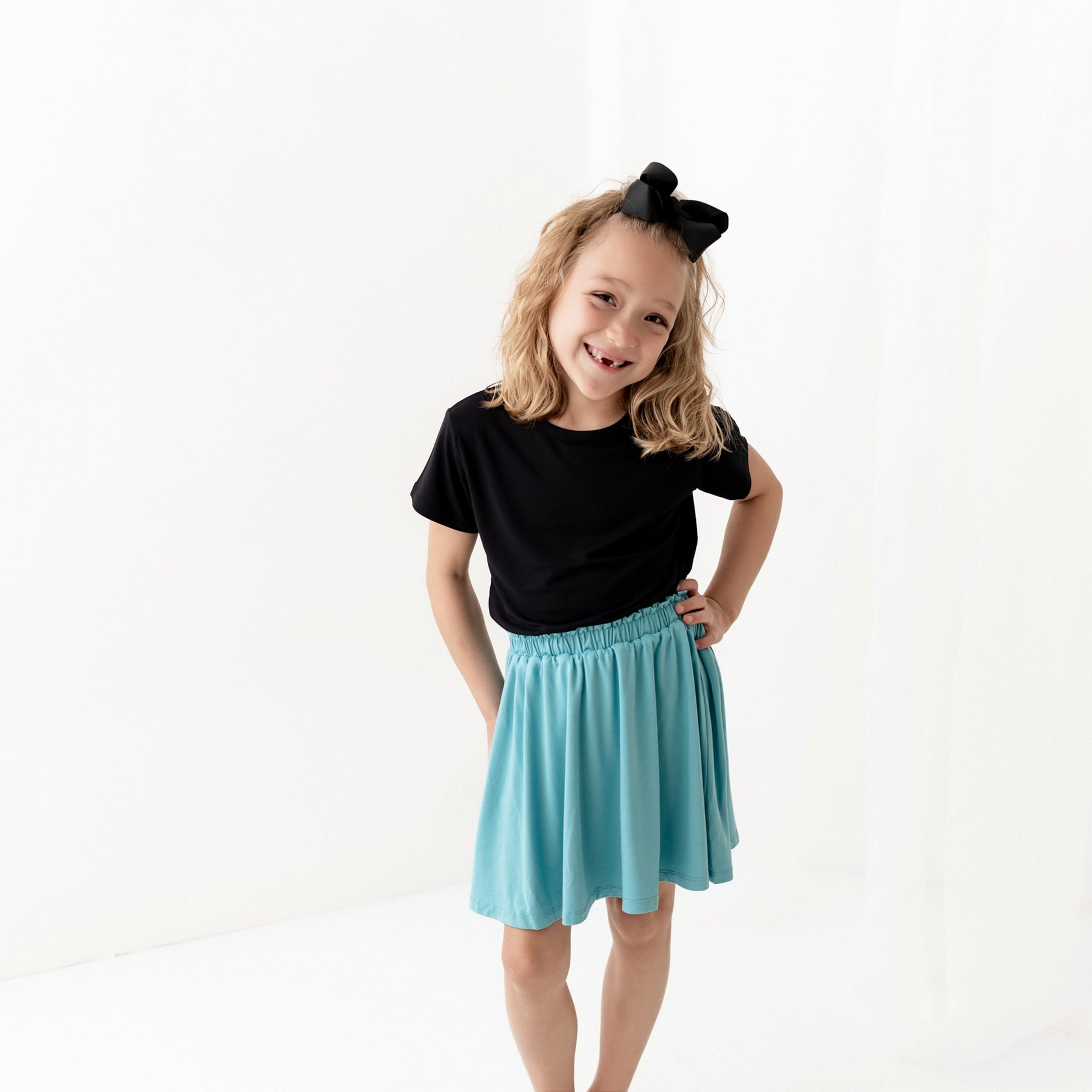 Toddler modeling Toddler Skort in Makai