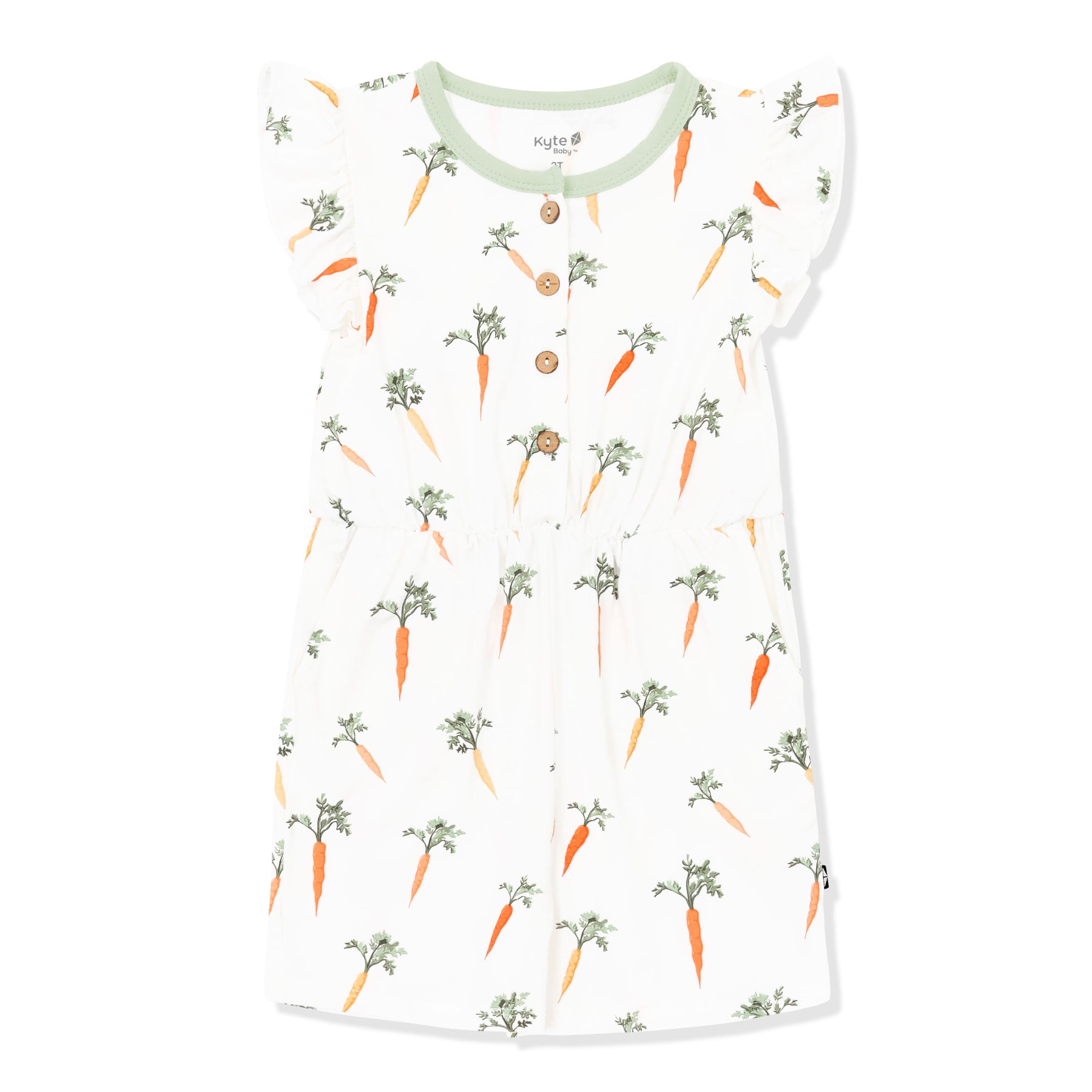 Product photo of the Flutter Sleeve Romper in Carrot