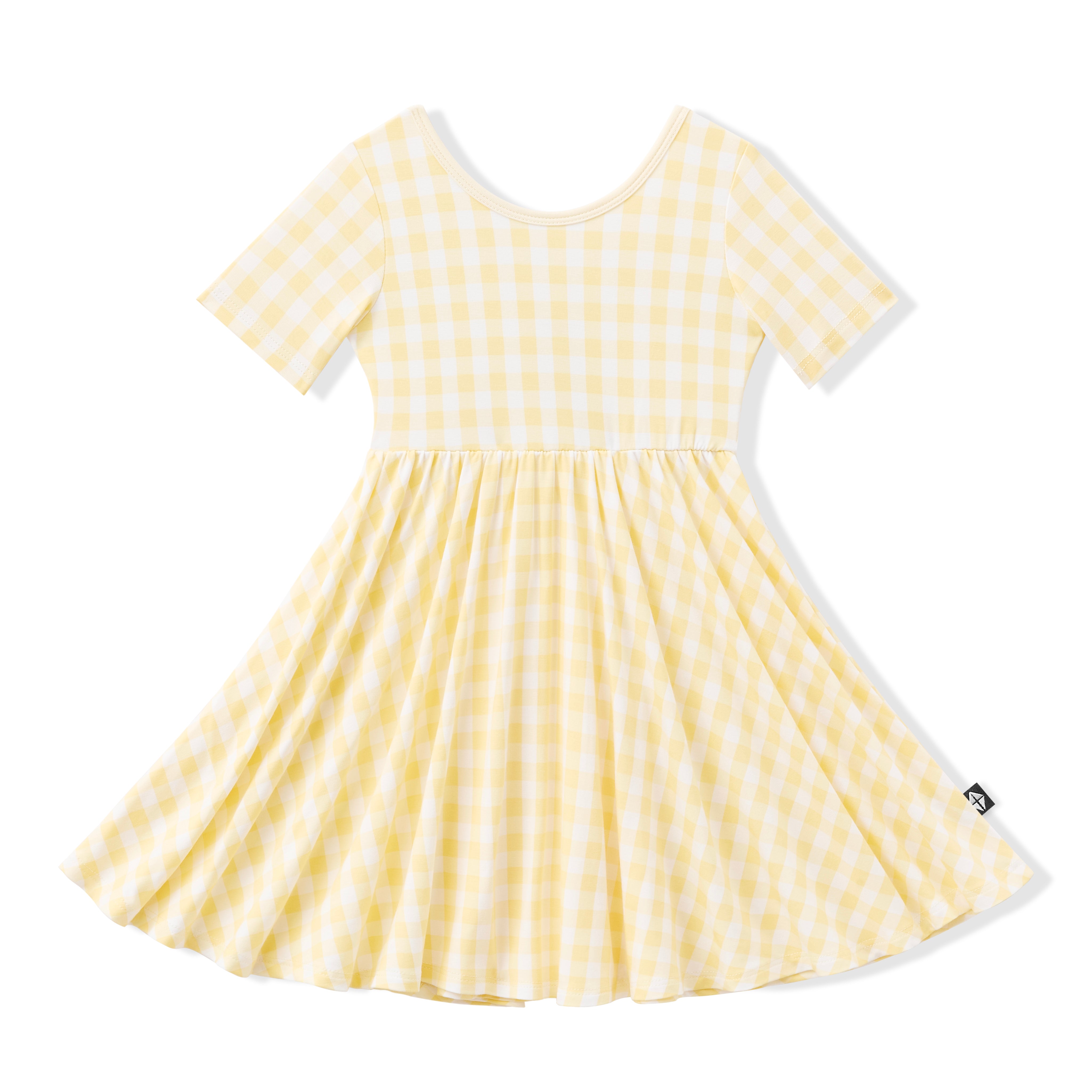 Product photo of the Twirl Dress in Gingham Chamomile